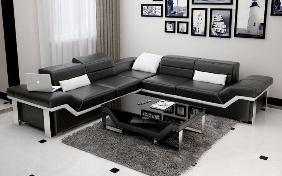 JVmoebel Ecksofa, Ledersofa Sofa Couch Wohnlandschaft Ecksofa Design Modern Sofa