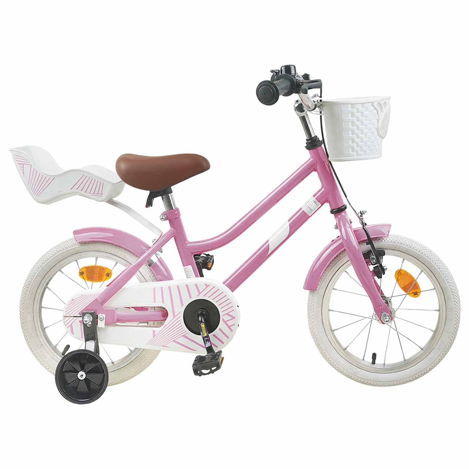 vidaXL Kinderfahrrad 137 x 54 x 79 cm Kinderfahrrad 12 Zoll für 2-4 Jahre alt Hellrosa Stüt
