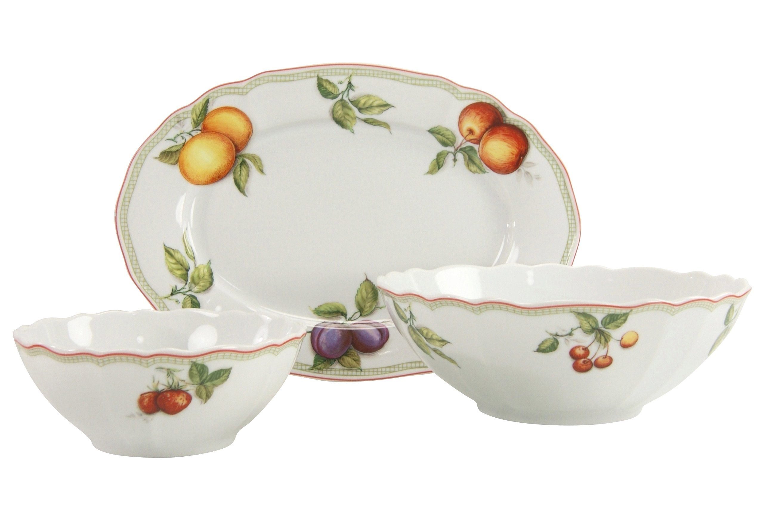 Flora (Set, Platte, Porzellan, CreaTable Schüsseln) 3-tlg., 1 2 Orchard, Servier-Set