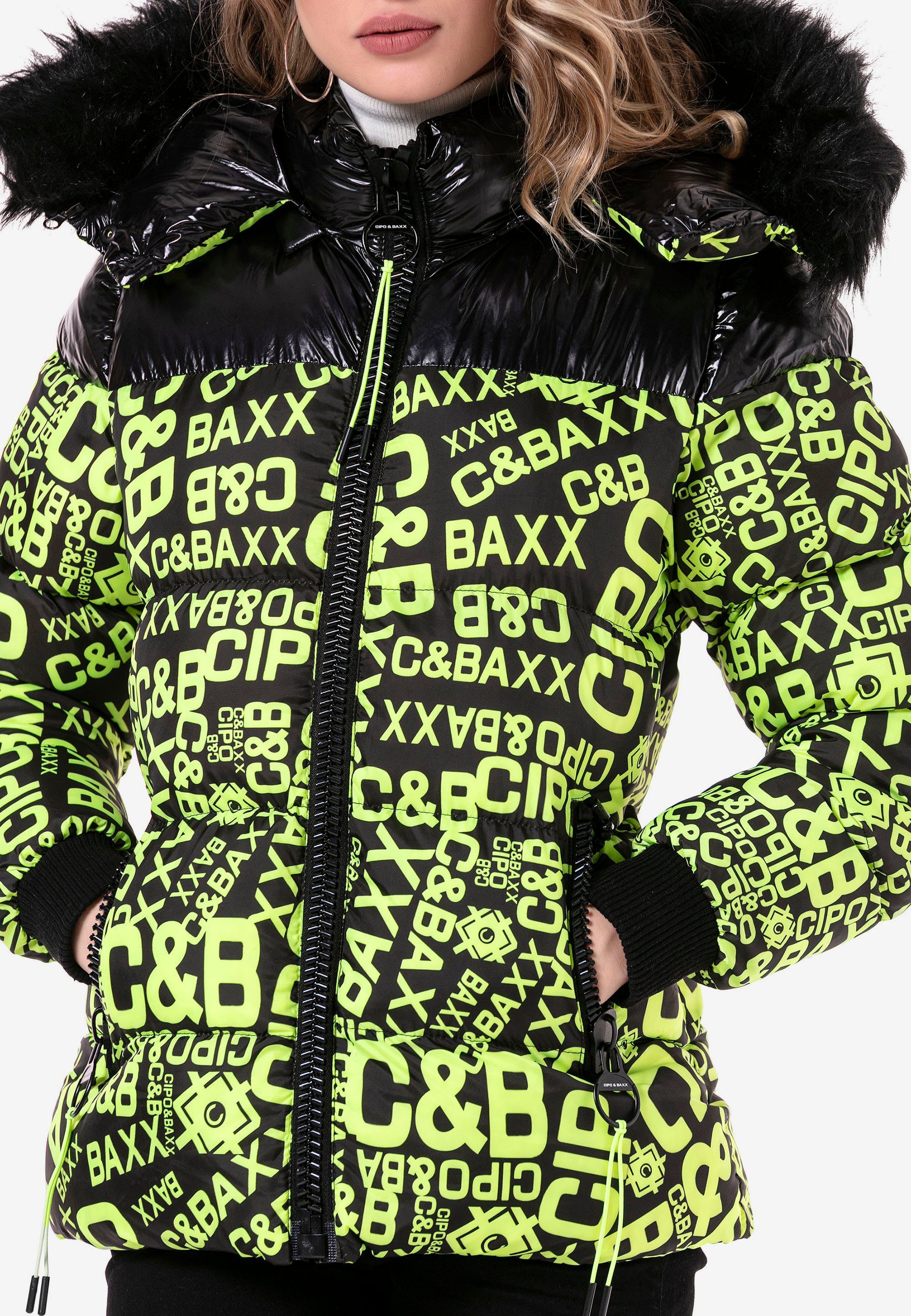 Baxx Allover-Print neongrün modischem mit Steppjacke & Cipo