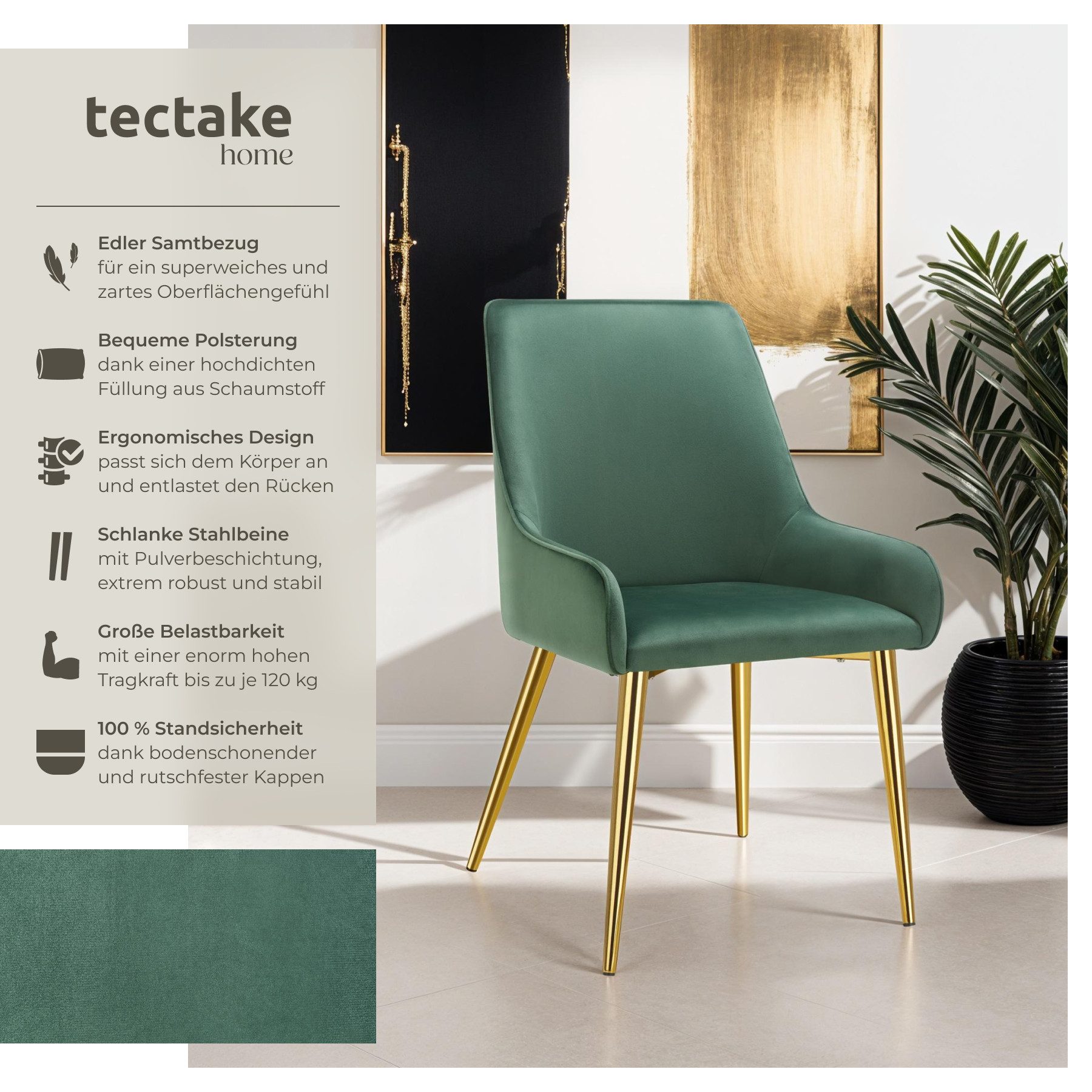 tectake Esszimmerstuhl Polsterstuhl (Set, 6 St), günstig online kaufen