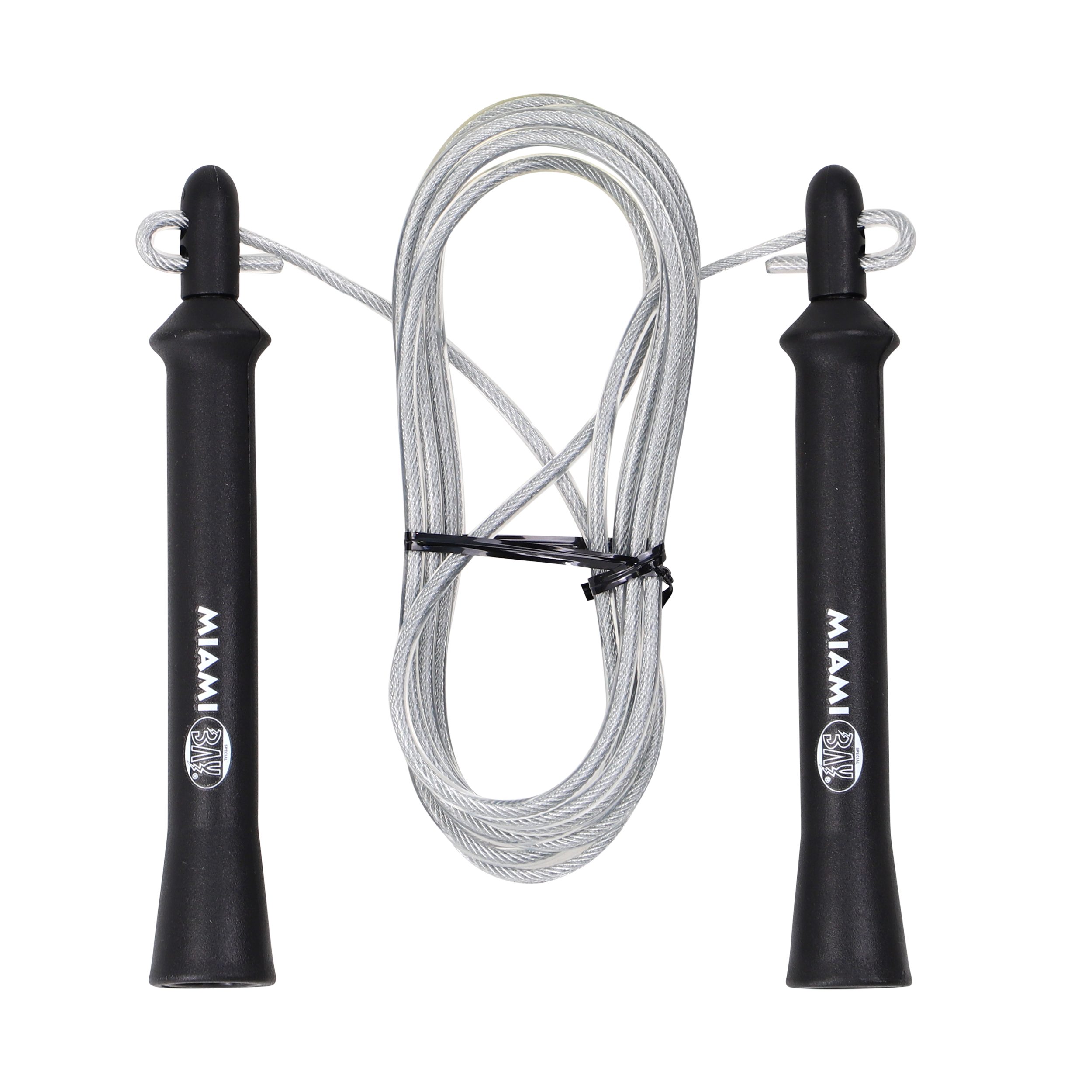 BAY-Sports Springseil Miami Profi Sprungseil Stahl Seele Boxen Erwachsene Kinder verstellbar, High Speed Rope, Länge einstellbar, 280 cm Stahlseil, Kardio Intervall