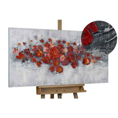 KUNSTLOFT Gemälde Pearls and Roses 120x60 cm, Leinwandbild 100% HANDGEMALT Wandbild Wohnzimmer