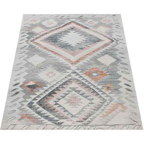 Teppich Mabella 496, Paco Home, rechteckig, Höhe: 4 mm, Flachgewebe, Rauten Motiv, Vintage Design, In- und Outdoor geeignet