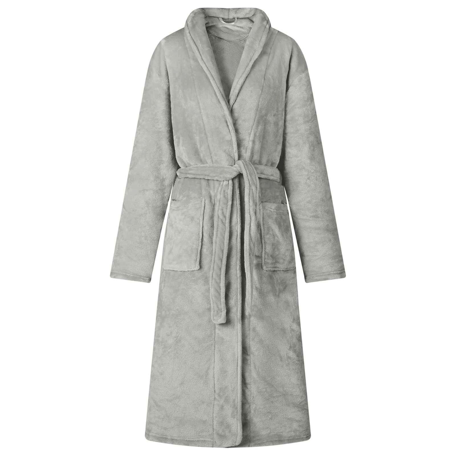 vidaXL Damenbademantel S Bademantel ohne Kapuze Grau s Flanell, 100% Baumwolle