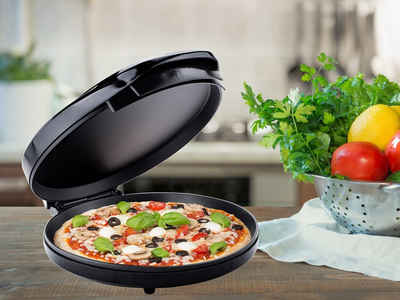 Tristar Elektrische Pizzapfanne, 1450 W, Pizzamaker, Pizzabäcker Tisch Pizzaofen, Ø30cm Flammkuchenofen