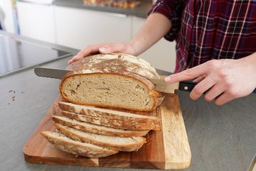 Sallys Brotmesser aus Edelstahl und 31,5 cm Klingenlänge, aus einem Stück geschmiedet und extra lange Klinge