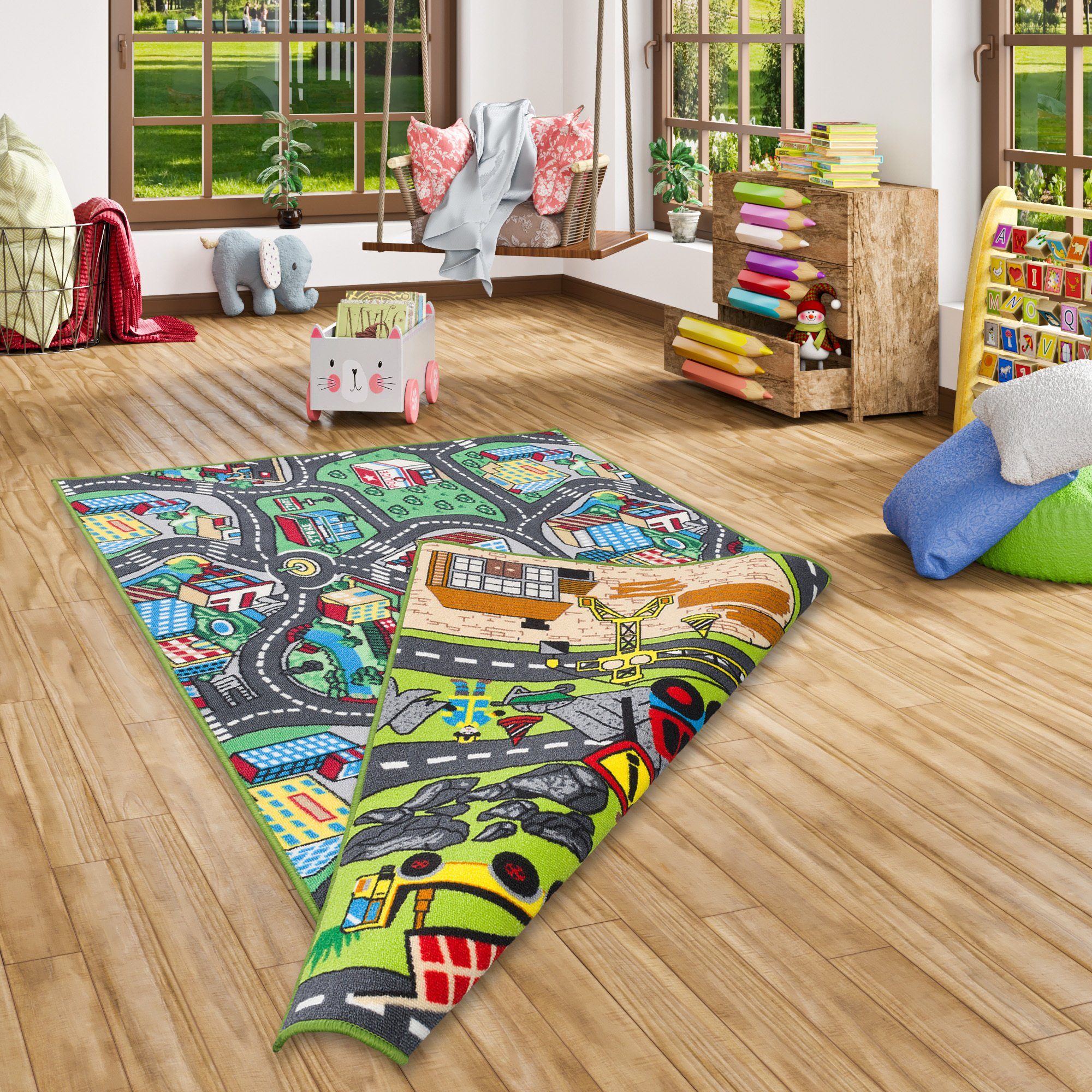 Kinderteppich »Straßenteppich Beidseitig Baustelle Play City«, Pergamon,  Rechteckig, Höhe 6 mm online kaufen | OTTO