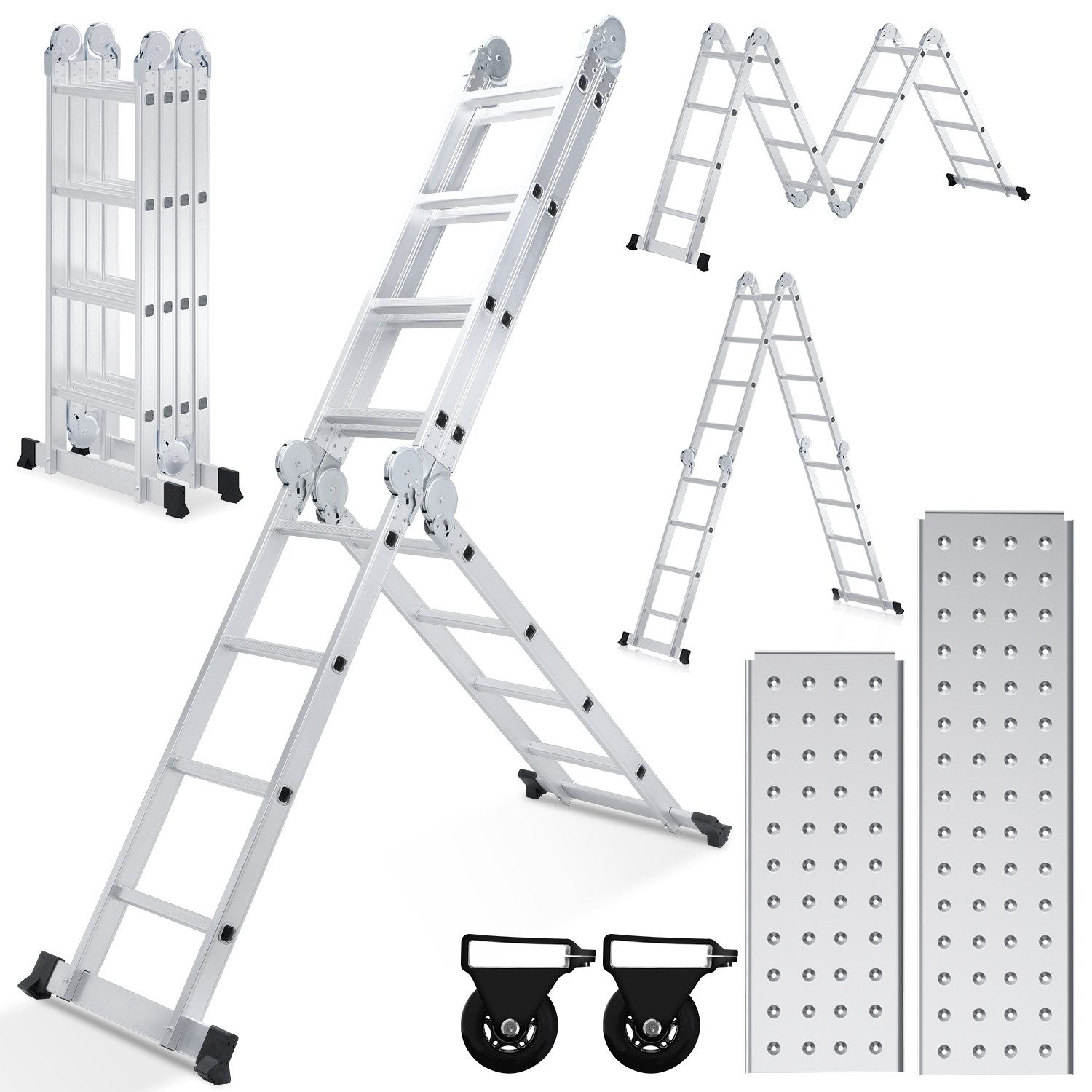 Vielzweckleiter Vielzweckleiter 6 in 1 Multifunktionsleiter Gerüst 4x4 Sprossen