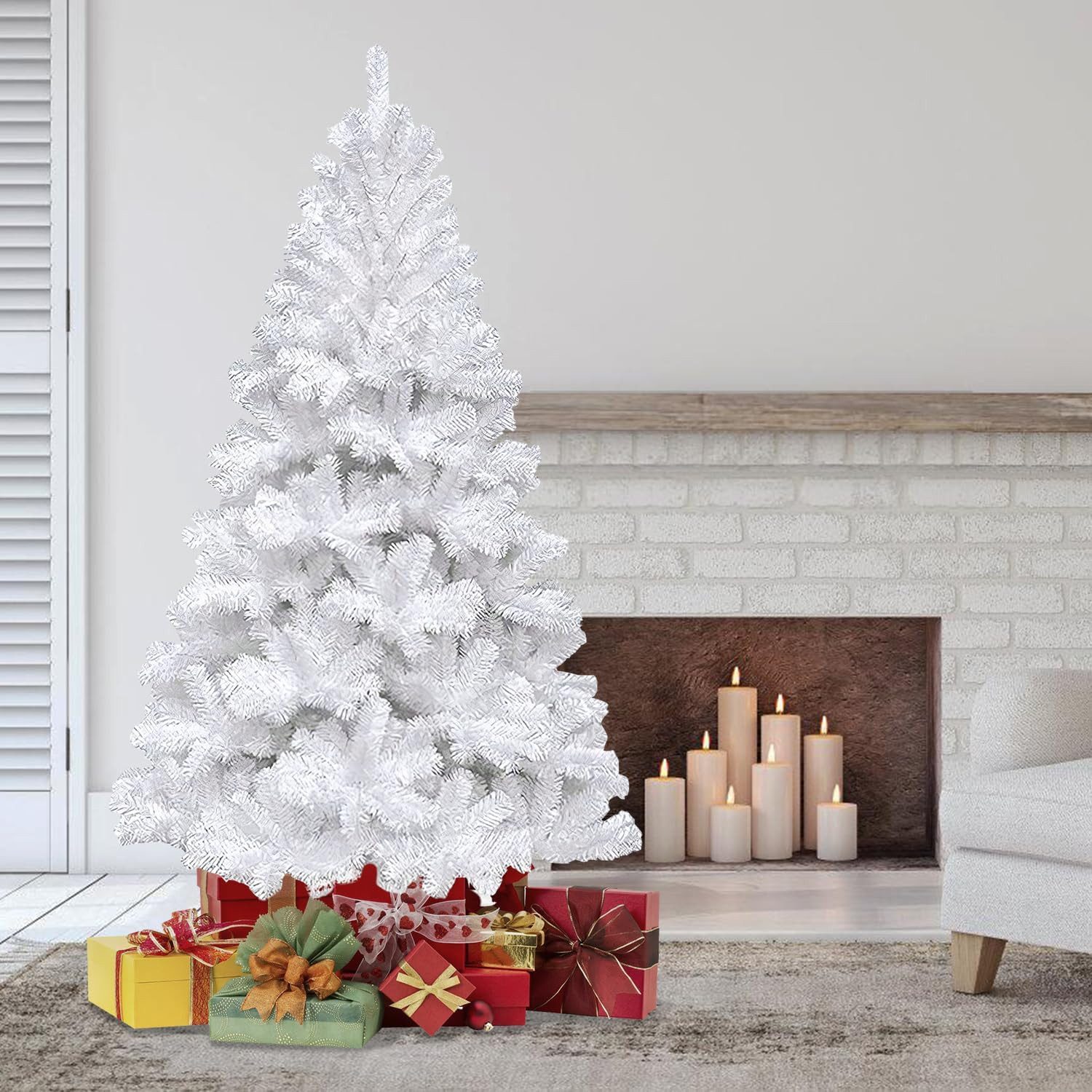 LALAHO Künstlicher Weihnachtsbaum Künstlicher Tannenbaum mit ständer, 150cm mit 350 Spitzen PVC, für Weihnachten-Dekoration