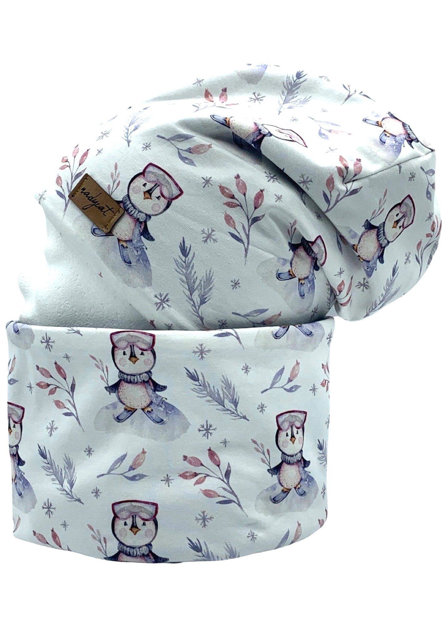 nadycat Beanie SNOW PINGUIN (2-St., Beanie mit passendem Loop) handgefertigt aus der Lausitz