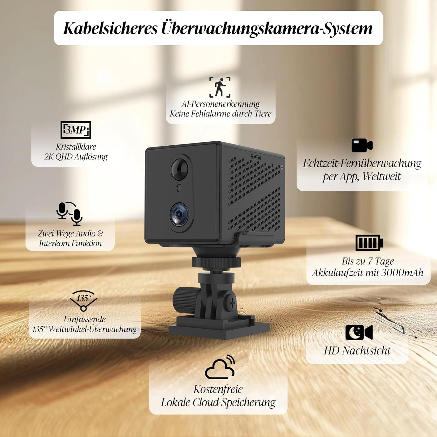 SpionProfi Überwachungskamera 4G LTE Mini Kamera Live Video Überwachung für Haus Geschäft Büro uvm. (Innenbereich, Außenbereich (muss überdacht sein), 1-tlg., Überwachungskamera mit Nachtsicht, Bewegungsmelder & 2-Wege Audio)