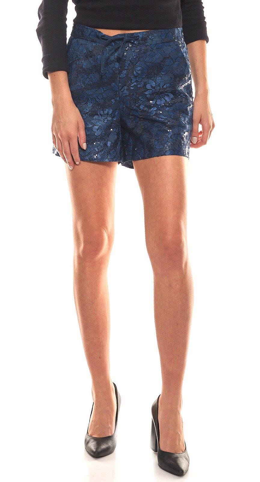 GUIDO MARIA KRETSCHMER Shorts GUIDO MARIA KRETSCHMER Sommer-Hose schicke Damen Shorts mit Paillettenbesatz Sommer-Hose Blau