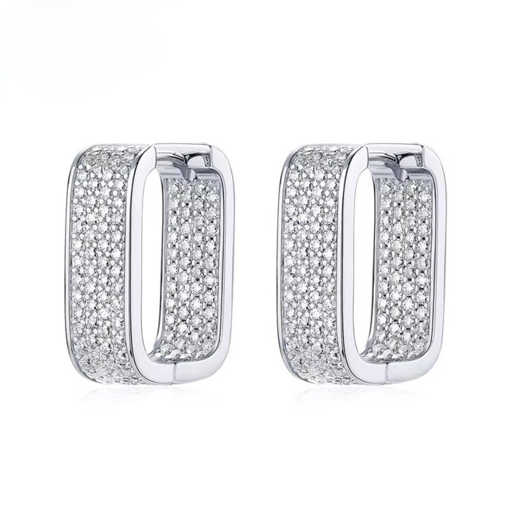 ROUGEMONT Paar Creolen Funkelnde Glamour Baguette Creolen Ohrringe mit Zirkonia Besatz