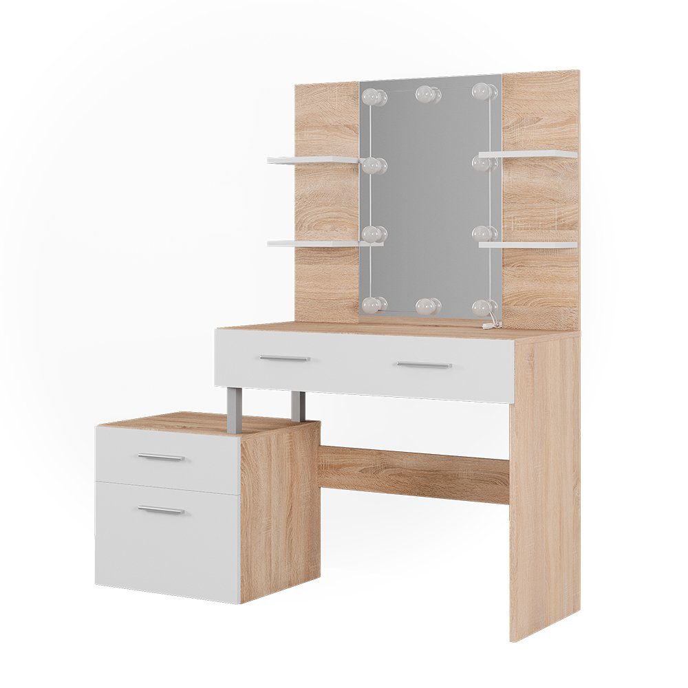 Vicco Schminktisch Maria, Weiß/Sonoma, 132 cm günstig online kaufen