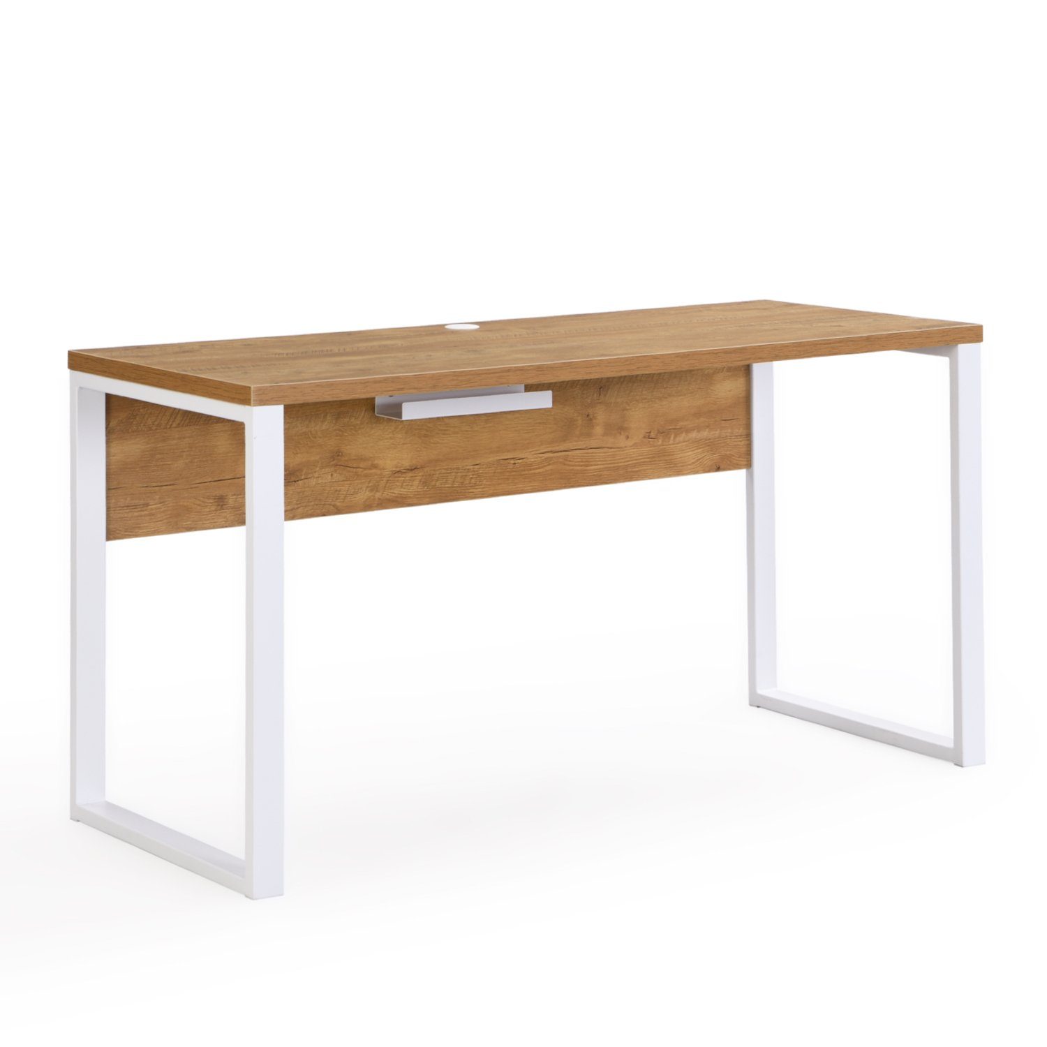 Wildeiche Schreibtisch Weiß | Rollcontainer Eckschreibtisch mit (2-teilig), home Schreibtisch IDA B&D