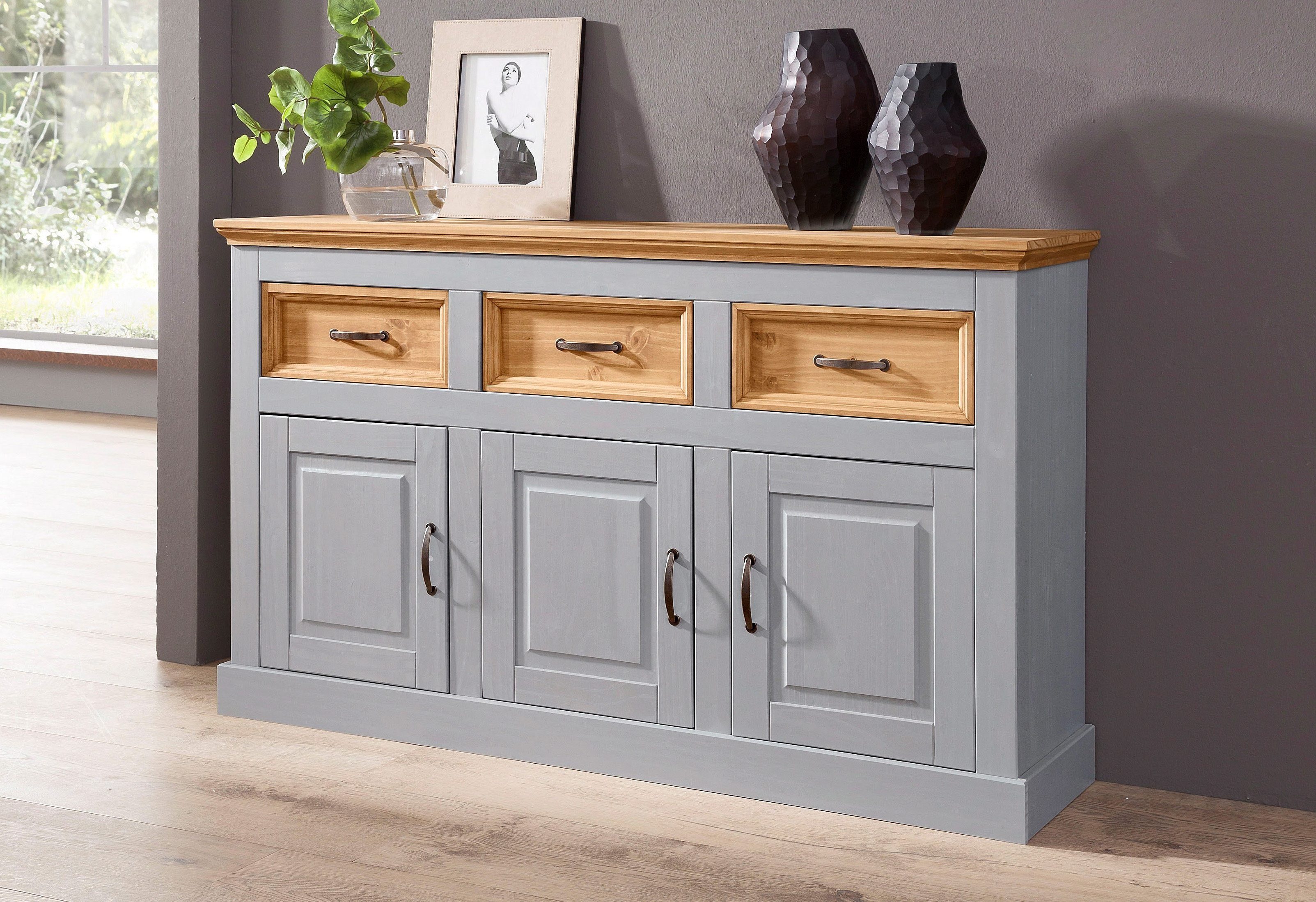 OTTO home Sideboard Selma, Kommode aus massivem Kiefernholz, Breite 145 cm