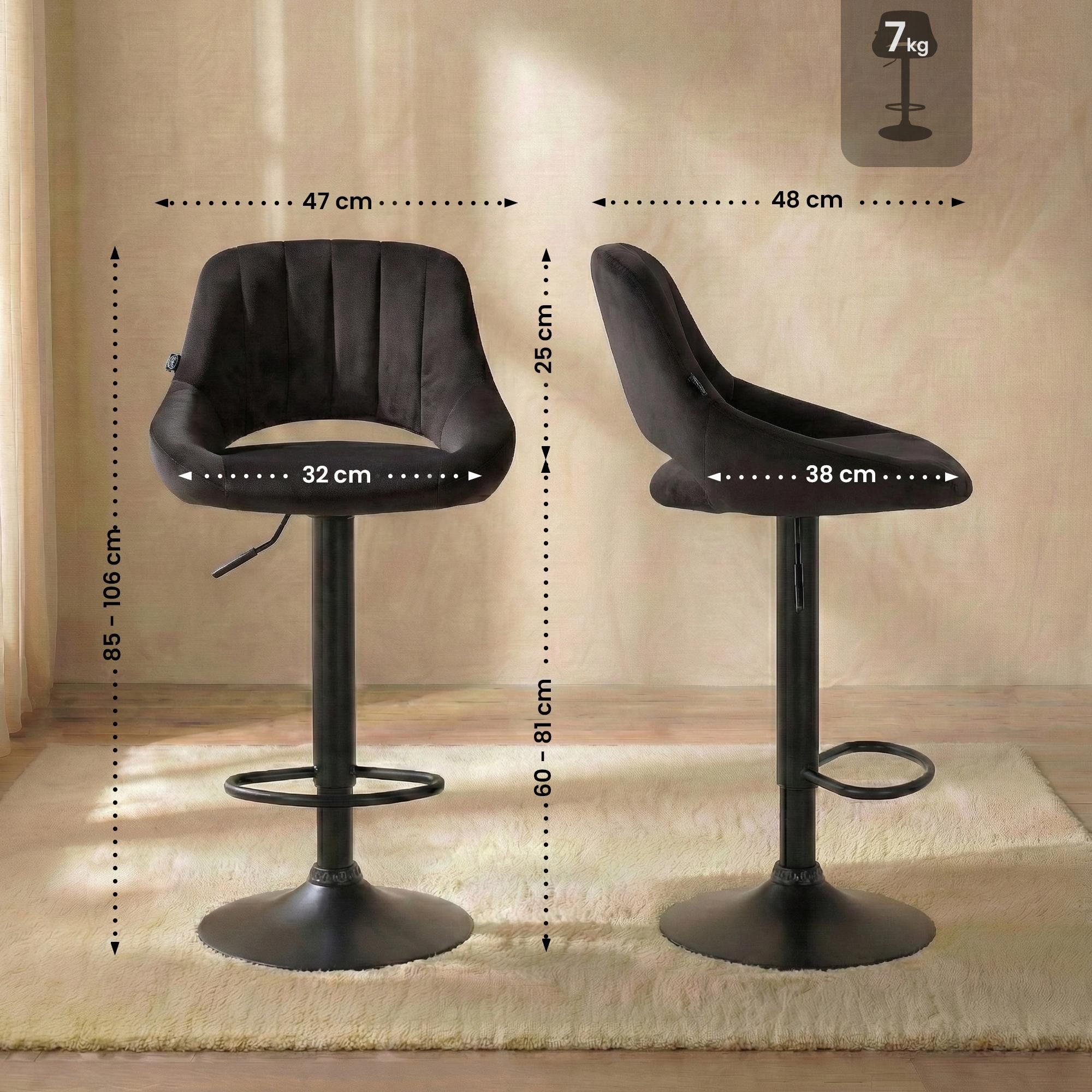 CLP Barhocker Milet (1er, 1 St., 1er), Samtbezug, höhenverstellbar und drehbar