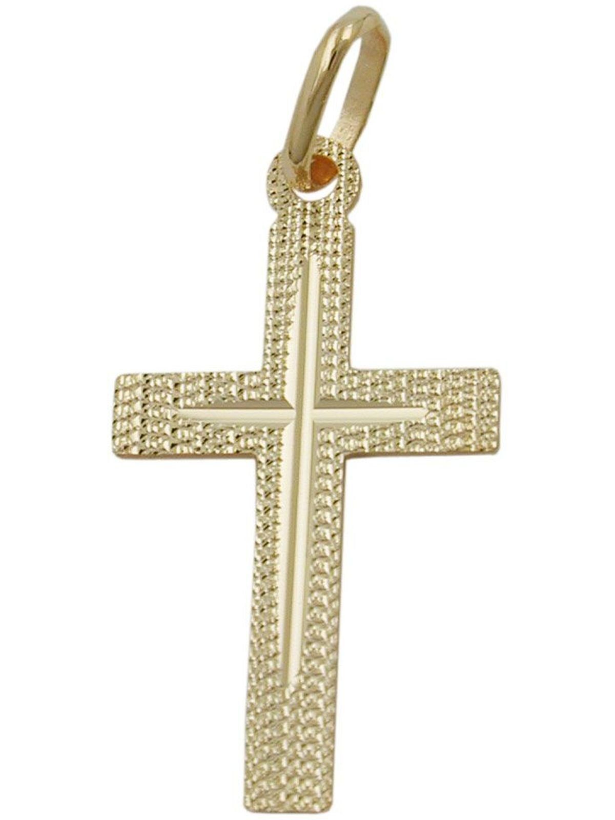 Gallay Kreuzanhänger Anhänger 23x13mm Kreuz diamantiert, 9Kt GOLD (1-tlg)