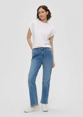 QS Stoffhose Jeans Catie / Mid Rise / Straight Leg Label-Patch