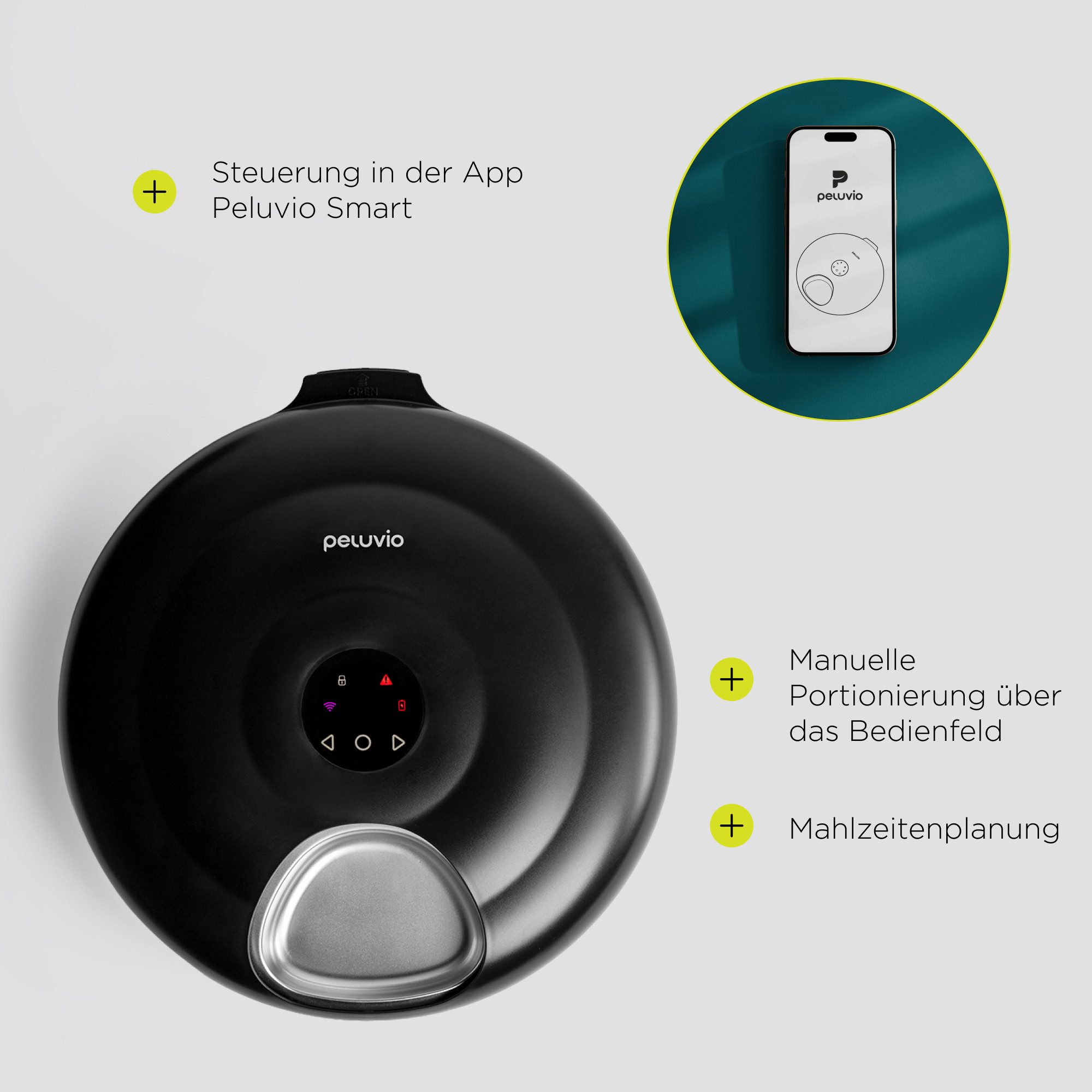 Peluvio Futterautomat NUBE, Anti-Jam/4000 mAh/6x150 ml/App/Kühlung