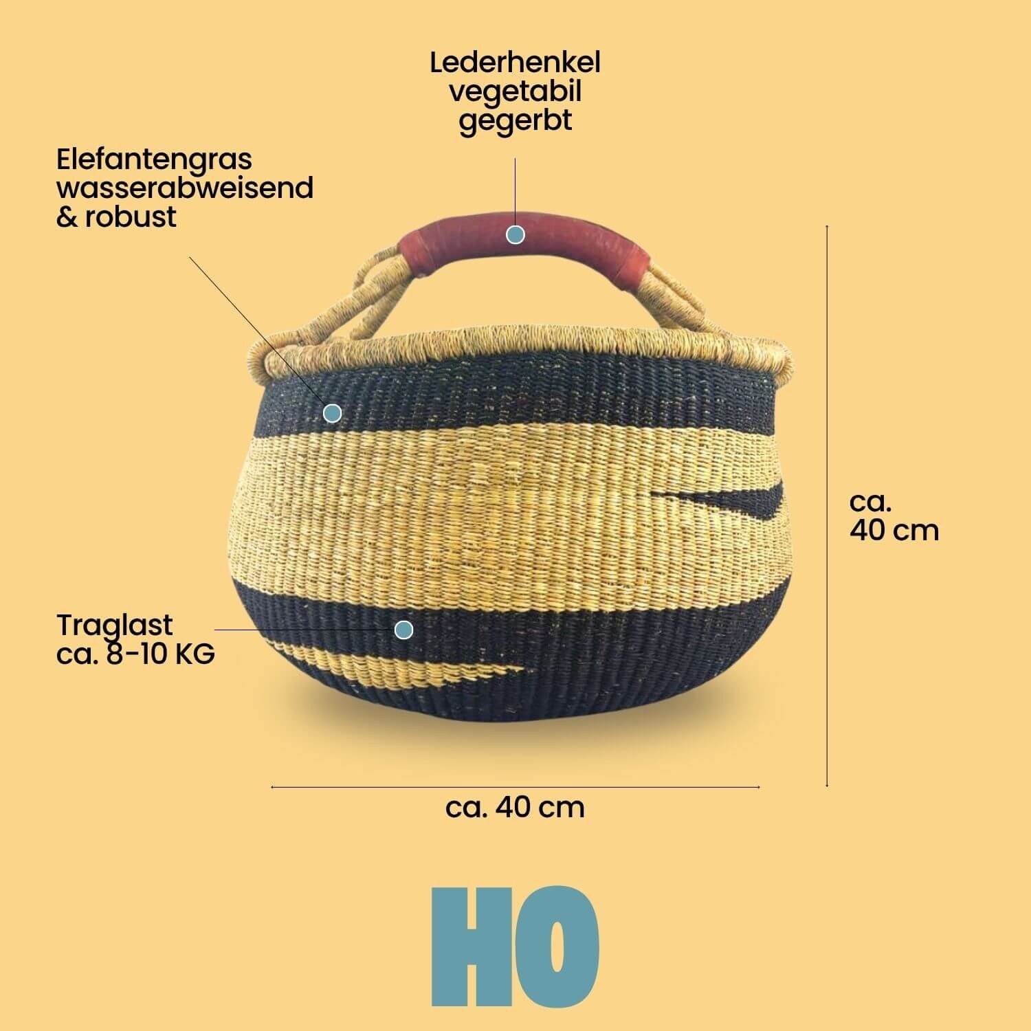 Einkaufskorb Bolga Korb - Ho - Rund, Kunstvoll geflochtene Bolga Körbe – Charakterstücke voller Tradition