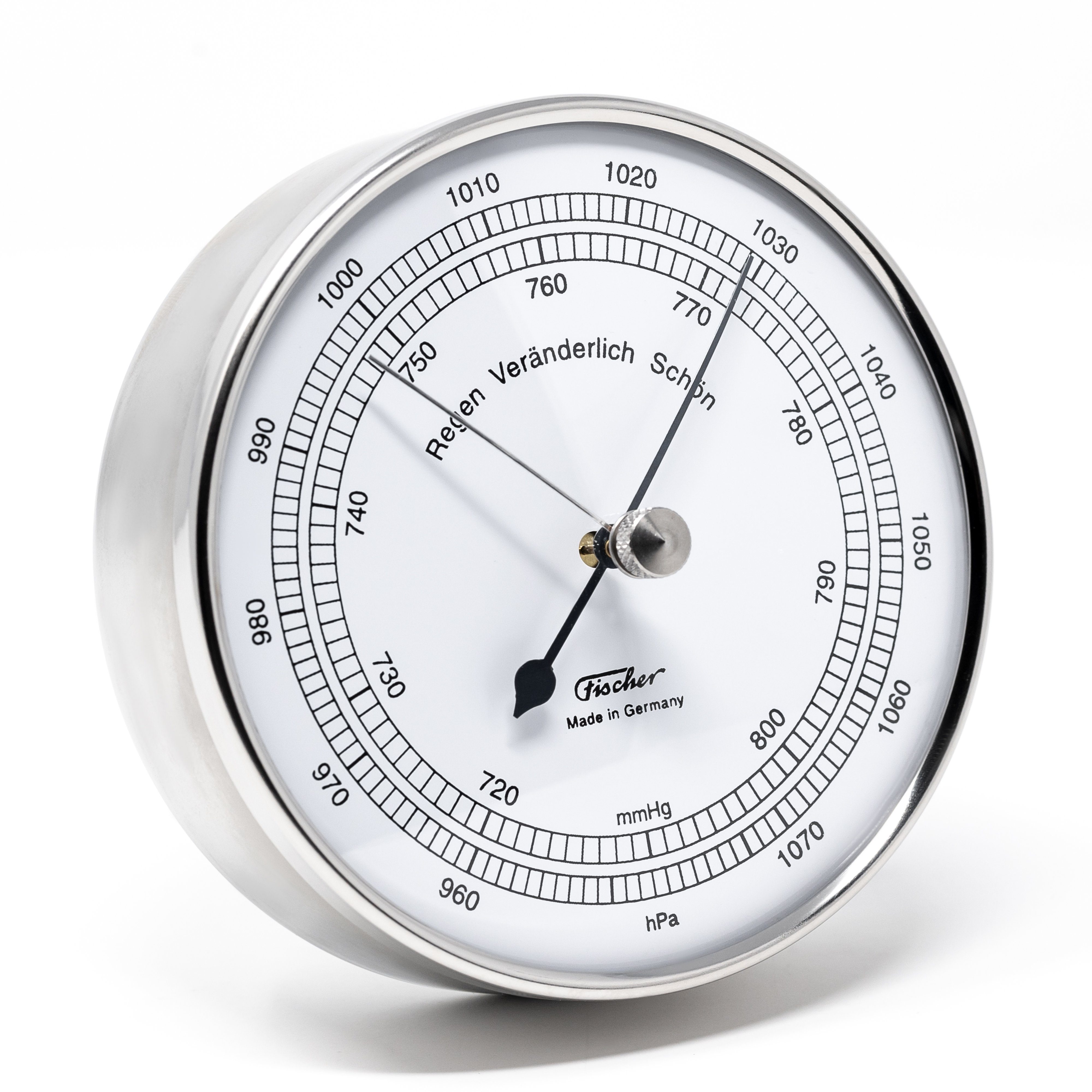 Fischer Fischer 15.01 Barometer 103mm Edelstahl Made in Germany Außenwetterstation
