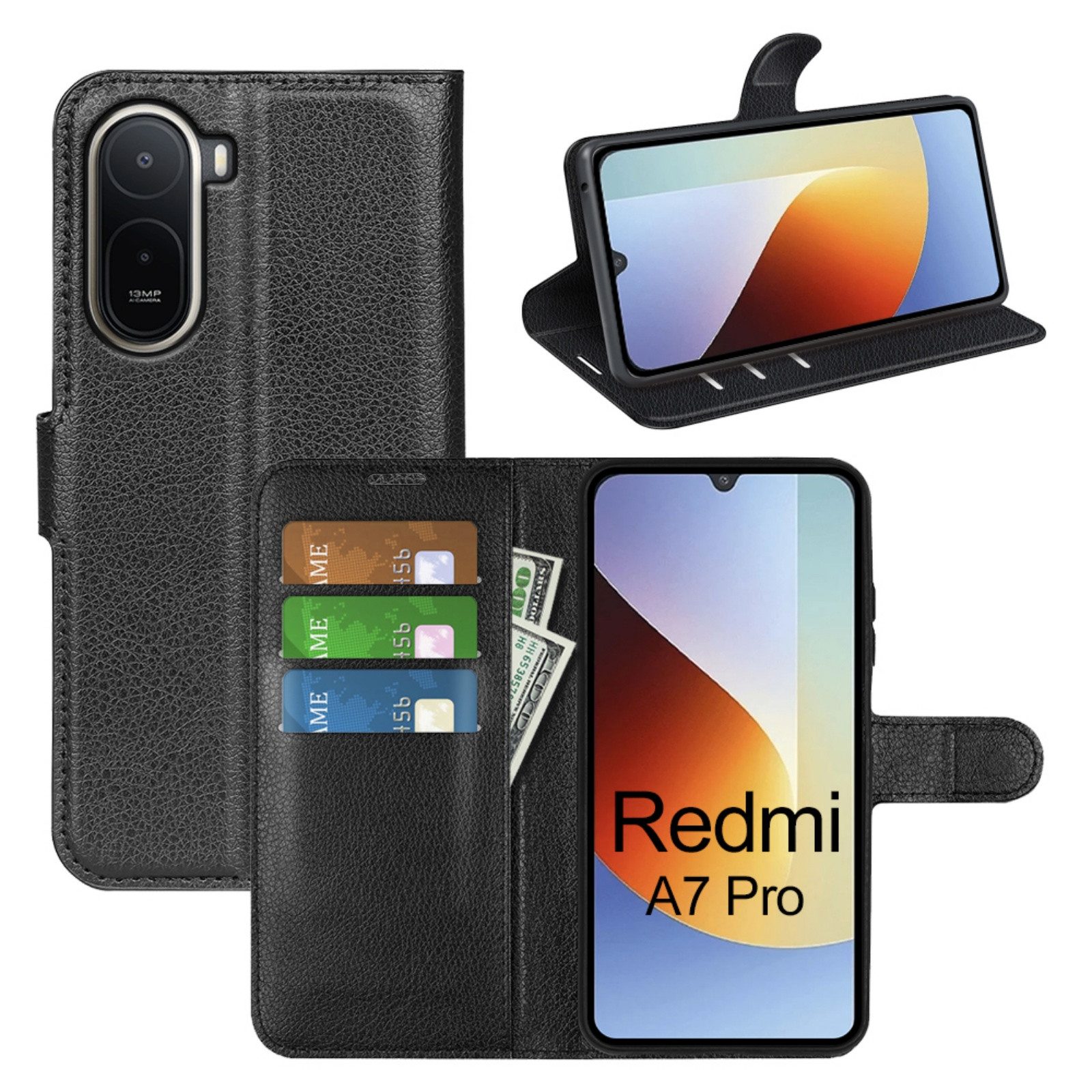 betterfon Handyhülle für alle Xiaomi Klapphülle Flip Case Wallet Case in, 3 Kartenfächer, Magnetverschluss & Standfunktion im Lederlook