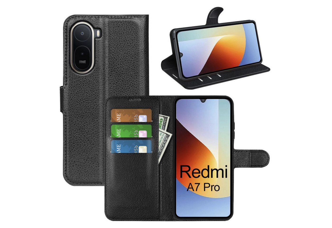 betterfon Handyhülle für alle Xiaomi Klapphülle Flip Case Wallet Case in, 3 Kartenfächer, Magnetverschluss & Standfunktion im Lederlook