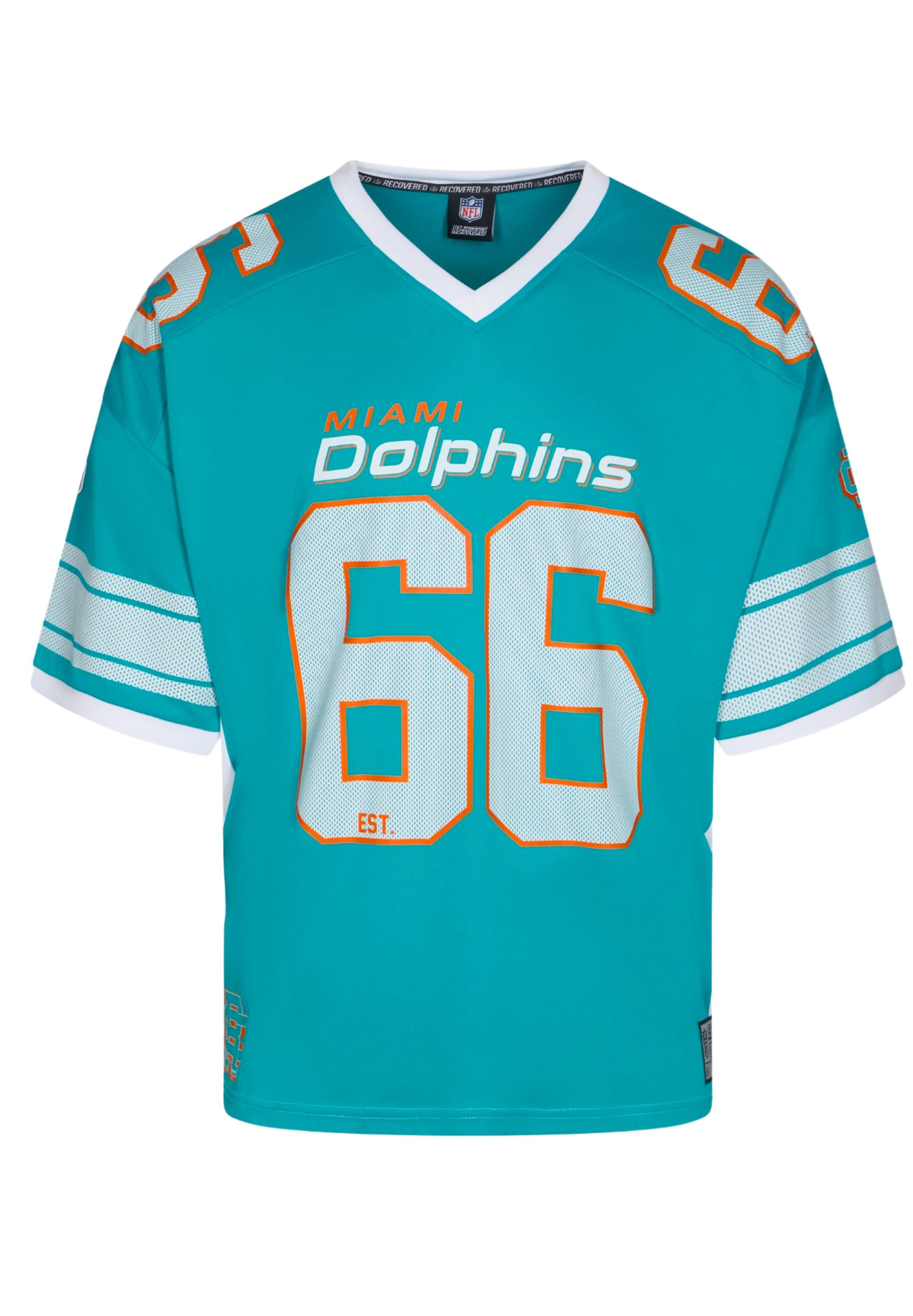 Recovered T-Shirt Miami Dolphins NFL Mesh Oversized Top Jersey Trikot Türkis Recovered (1-tlg)