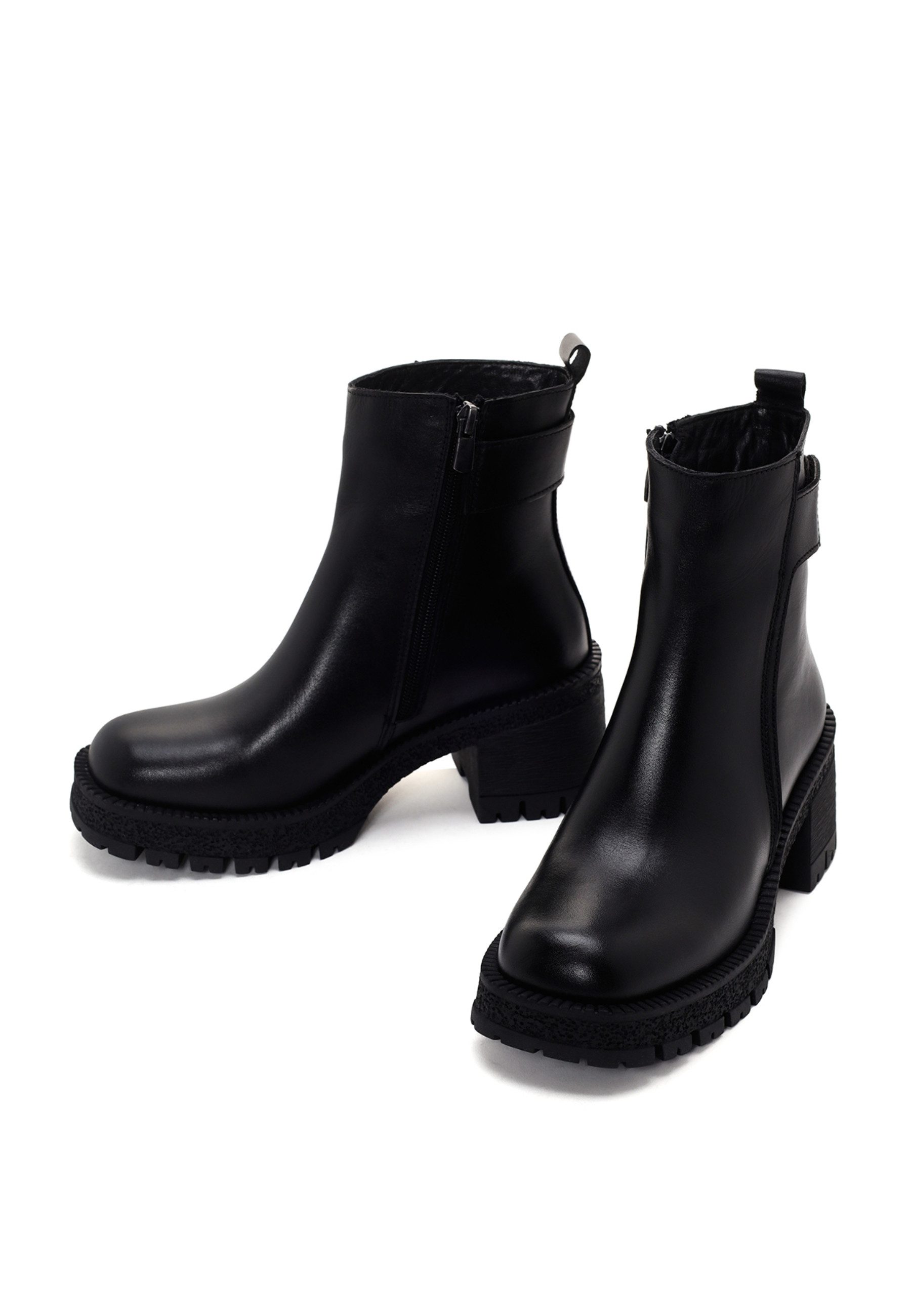 Derimod Absatz-Stiefeletten aus Leder Ankleboots Reißverschluss, Leder-Textil-Futter, Absatz 4,5 cm
