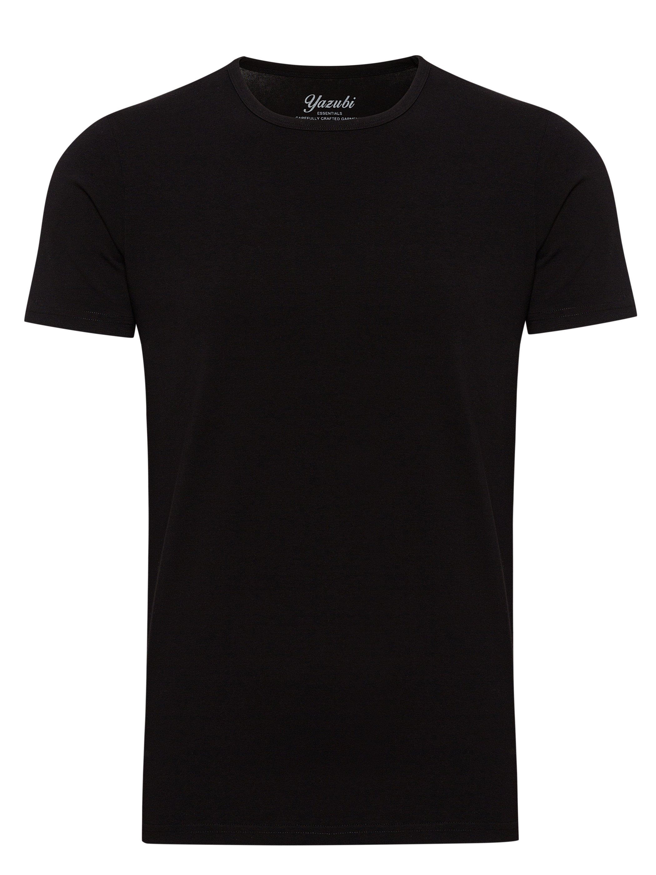 Basic Rundhalsshirt Schwarz - modernes (1-tlg) (black Yazubi 194008) Mythic Tee T-Shirt Crew Yazubi Neck