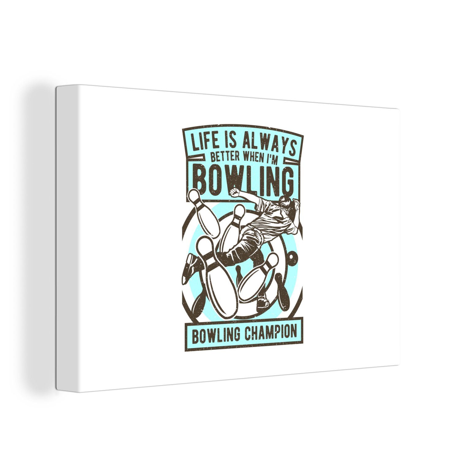 OneMillionCanvasses® Leinwandbild Bowling - Sport Leinwandbilder, cm Wanddeko, 30x20 Wandbild Aufhängefertig, - St), (1 Jahrgang