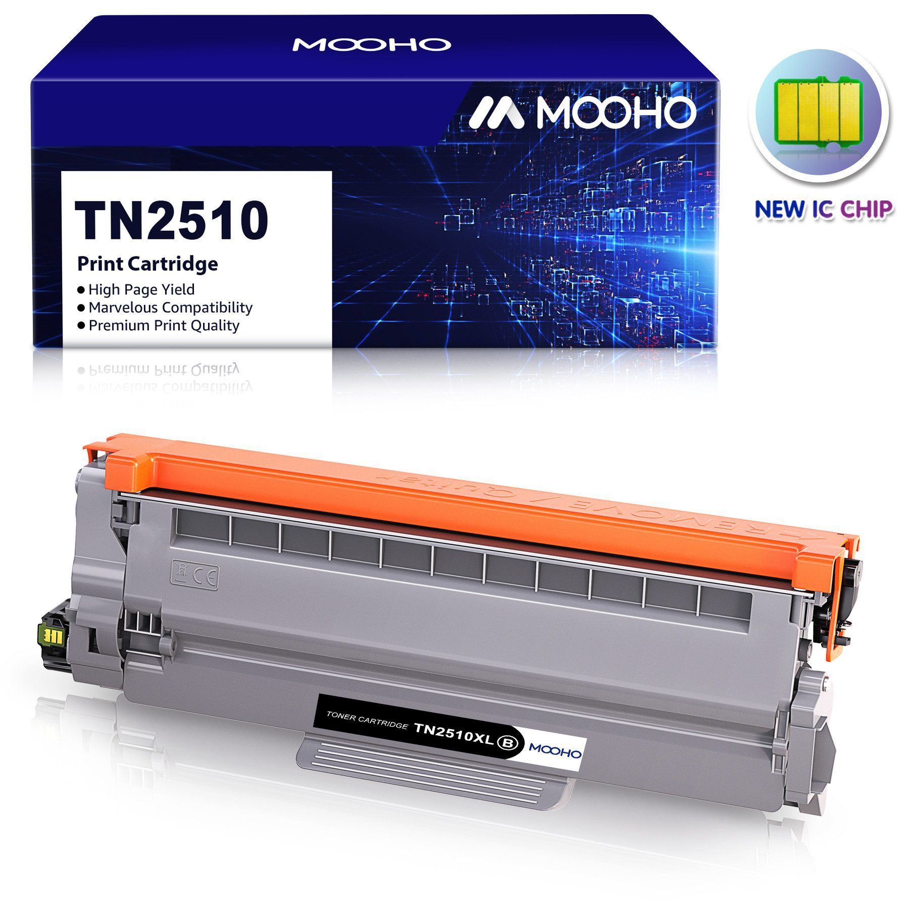 MOOHO Tonerpatrone ca. 3000 Seiten Ersatz für Brother TN2510XL TN-2510XL, (für Brother MFC-L2835DW MFC-L2860DW MFC-L2800DW HL-L2445)