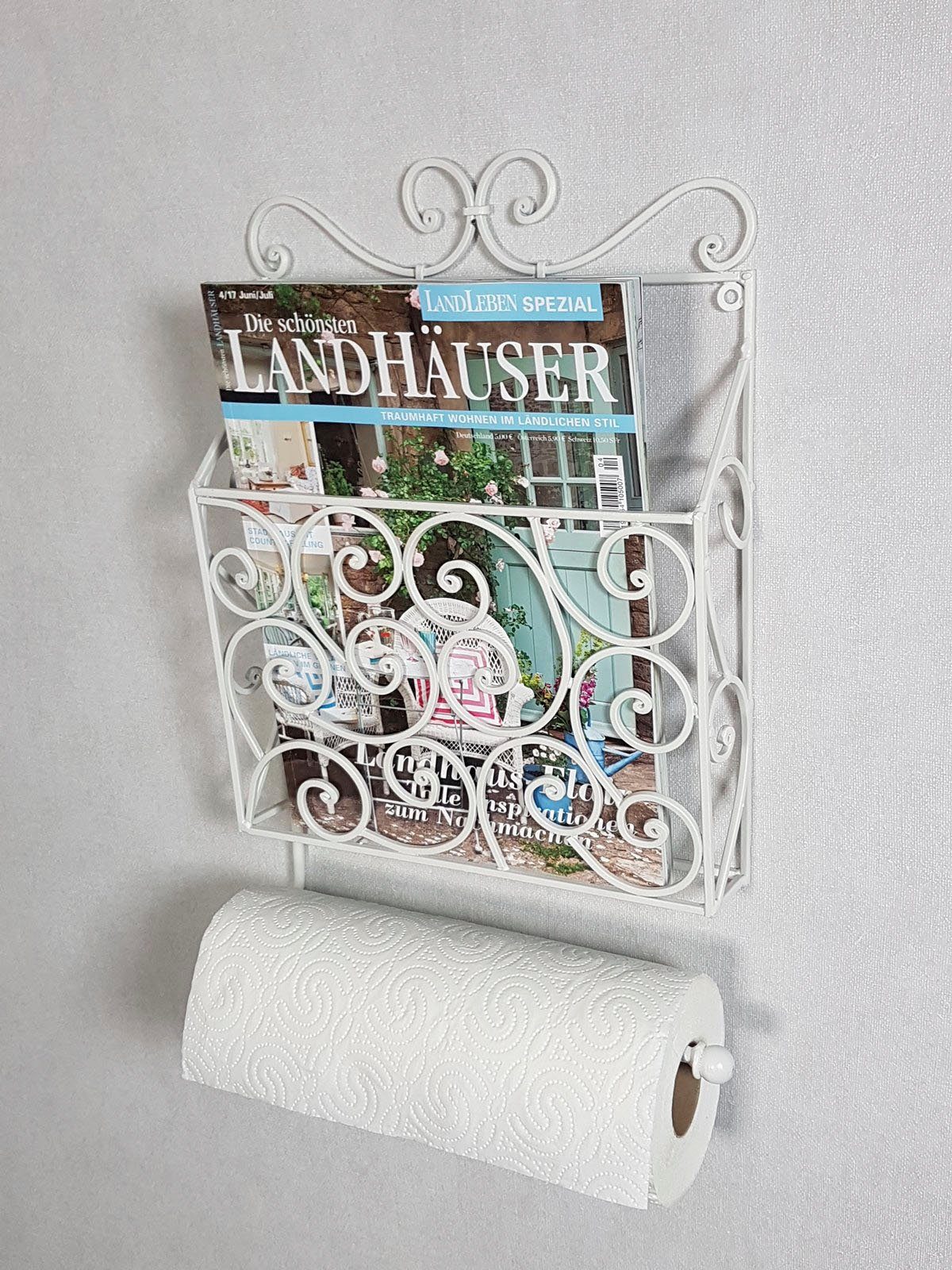 1-tlg. Deko-Wandregal Haus - weiß, Ambiente Zeitungs-/Toilettenrollenhalter