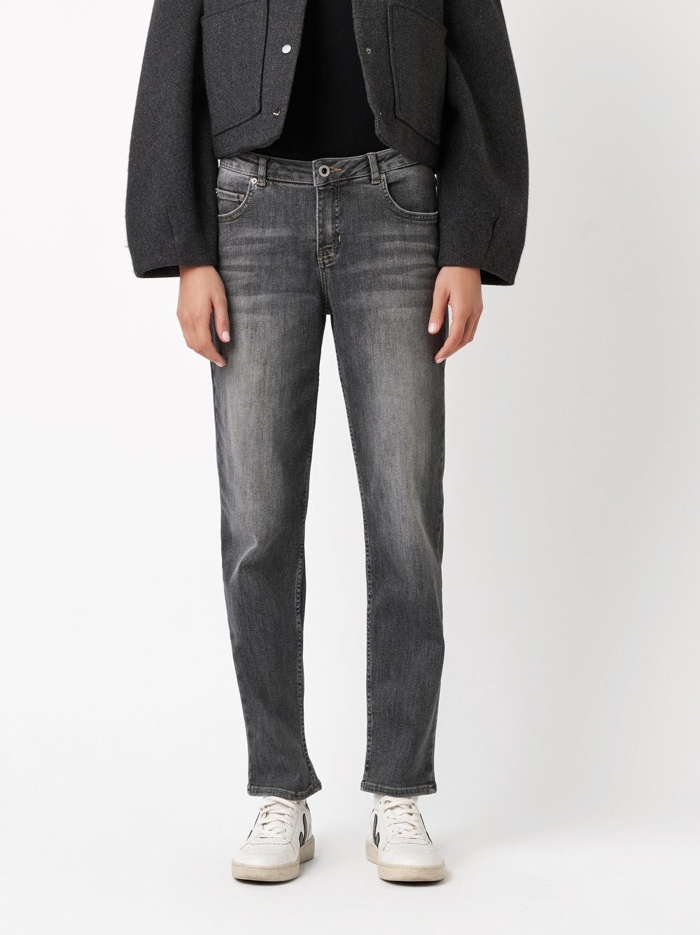 ROSNER Girlfriend-Jeans Masha Straight (1-tlg) mit doppelter Hinterhosentasche