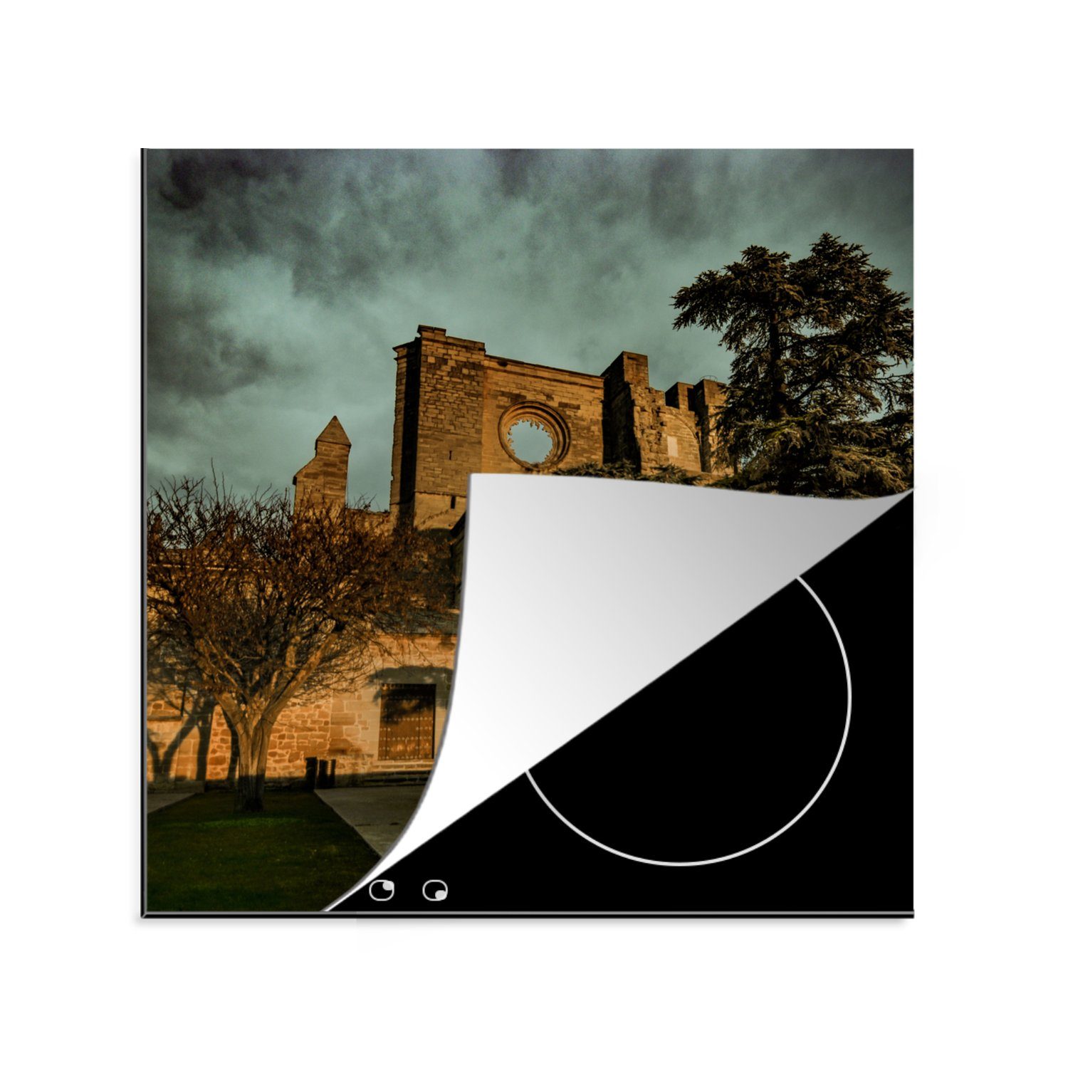 MuchoWow Herdblende-/Abdeckplatte Schönes Licht in Tintern Abbey, Vinyl, (1 tlg), 78x78 cm, Ceranfeldabdeckung, Arbeitsplatte für küche