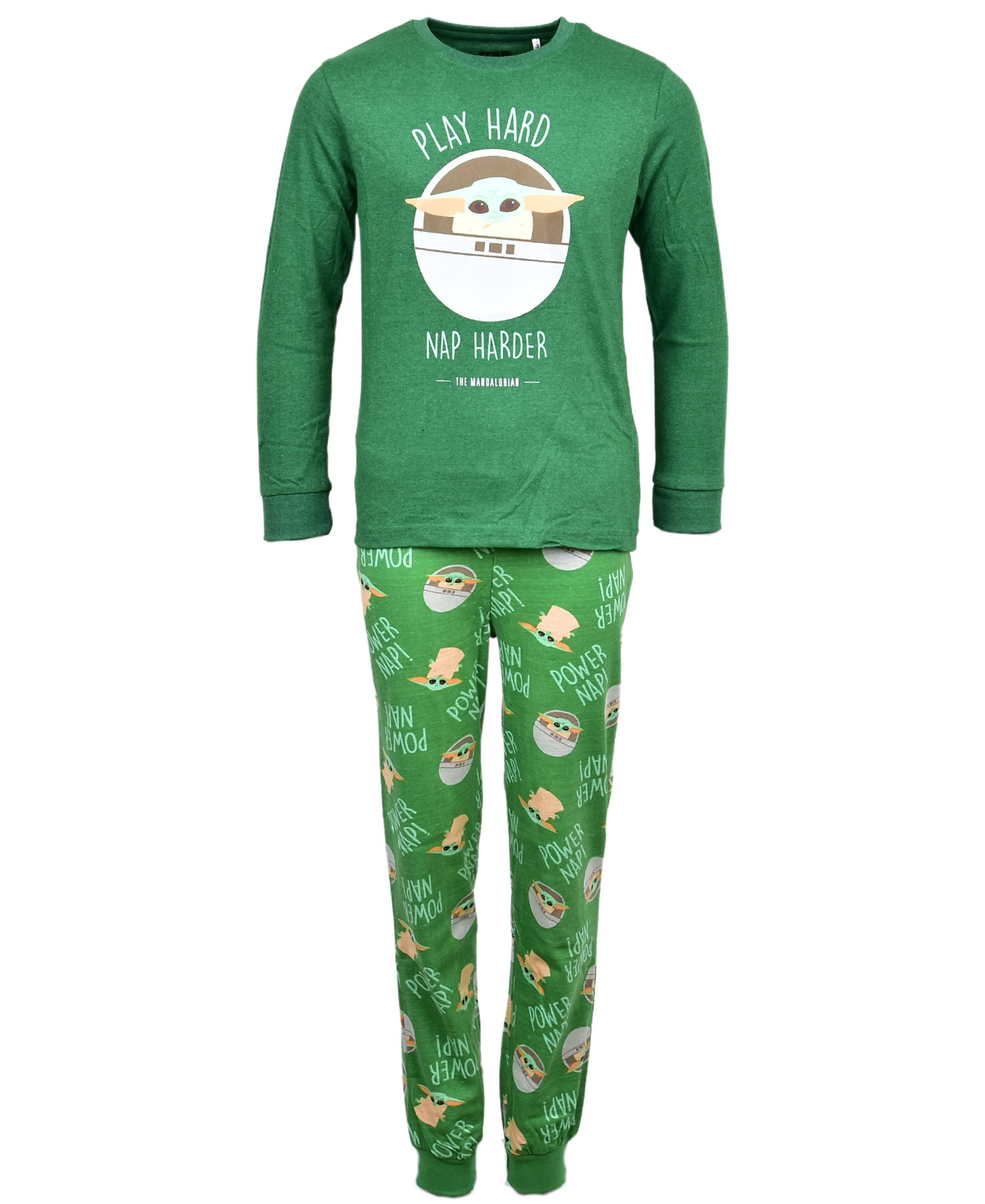 Star Wars Schlafanzug The Mandalorian Grogu (2 tlg) Kinder Pyjama langarm Gr. 116 - 164 cm