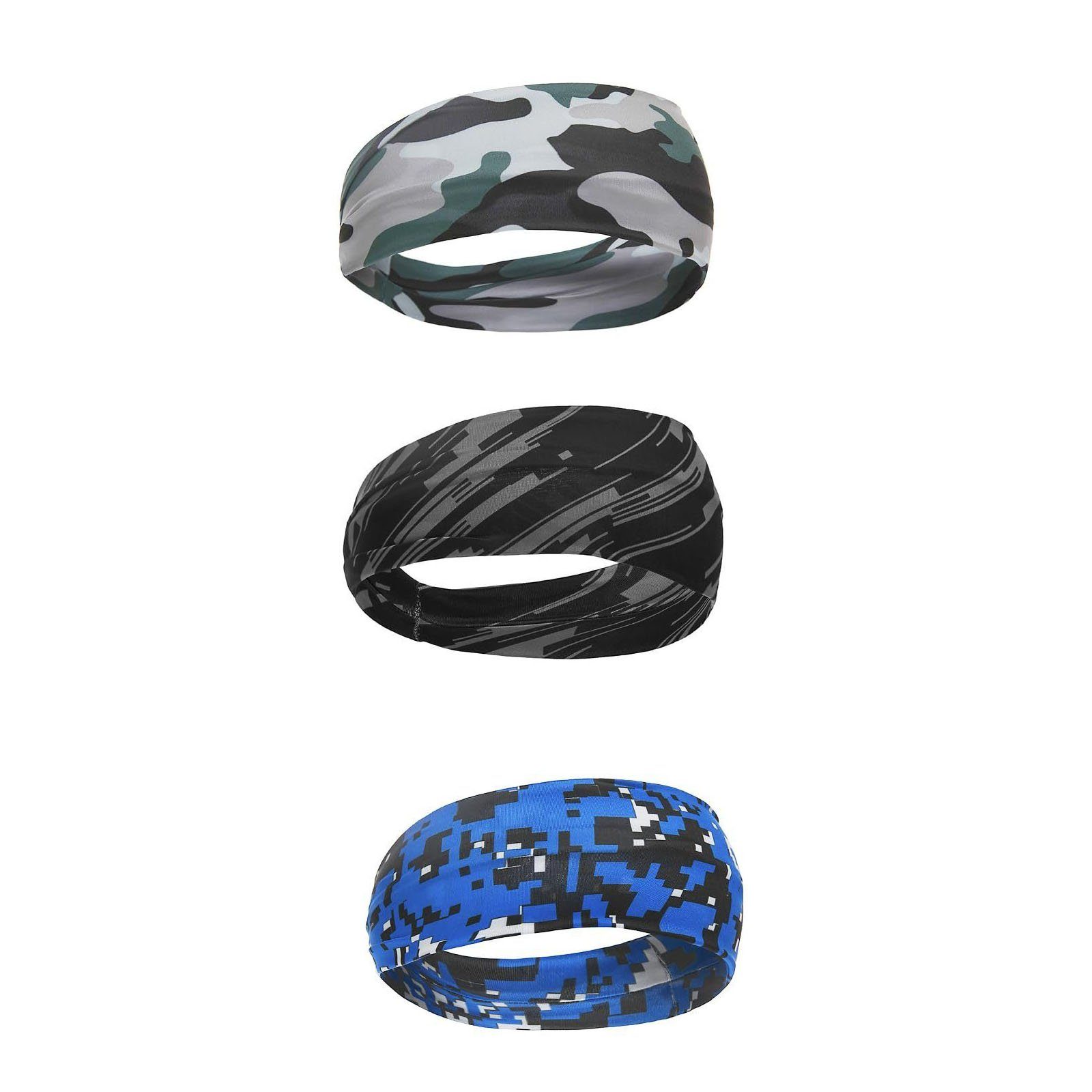 POCHUMIDUU Haargummi 3-Pack Sportstirnband Stirnband gegen Rutsch, 3-tlg., zum Joggen, Laufen, Wandern, Radfahren und Motorradfahren 4