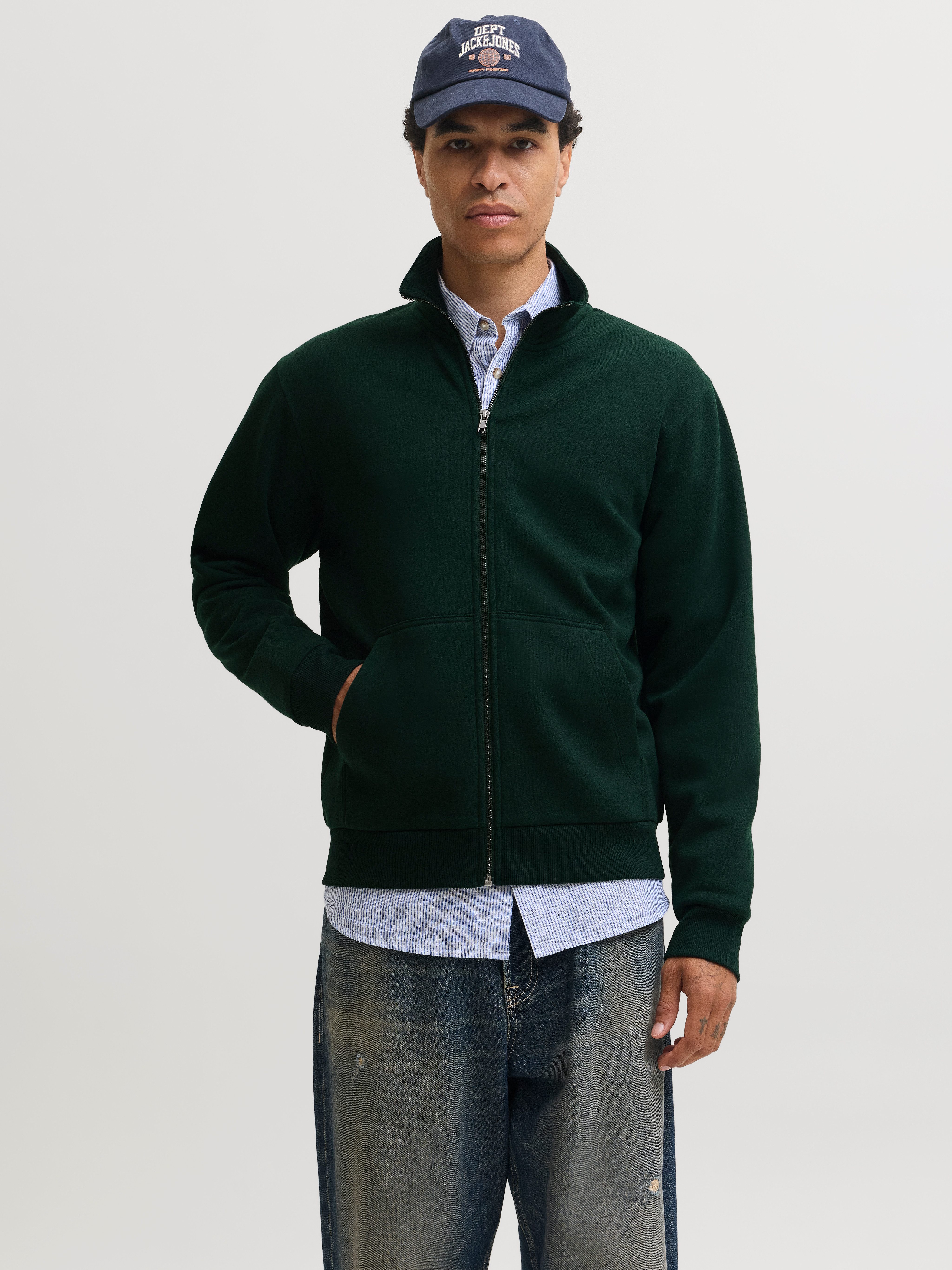Jack & Jones Sweatjacke JJEBRADLEY SWEAT ZIP HN NOOS Materialmix, regular fit