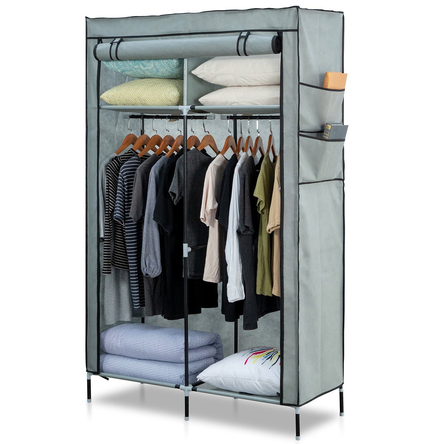 CZAROERXB Stoffgarderobe Faltbar - Praktischer Kleiderschrank Mit Kleiderstange 83x45x168cm