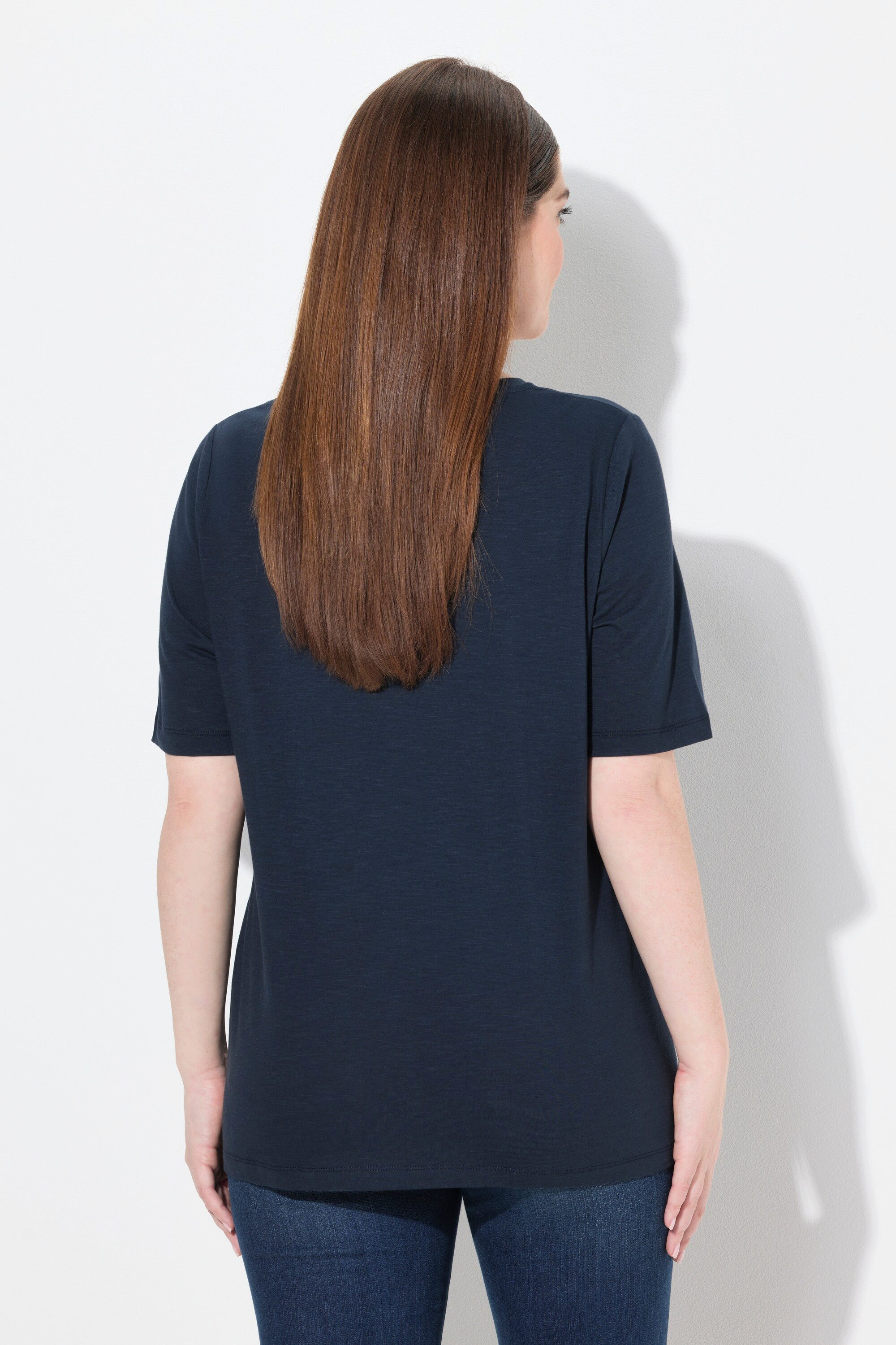 Ulla Popken T-Shirt T-Shirt Trachtenmotiv Classic Rundhals Halbarm