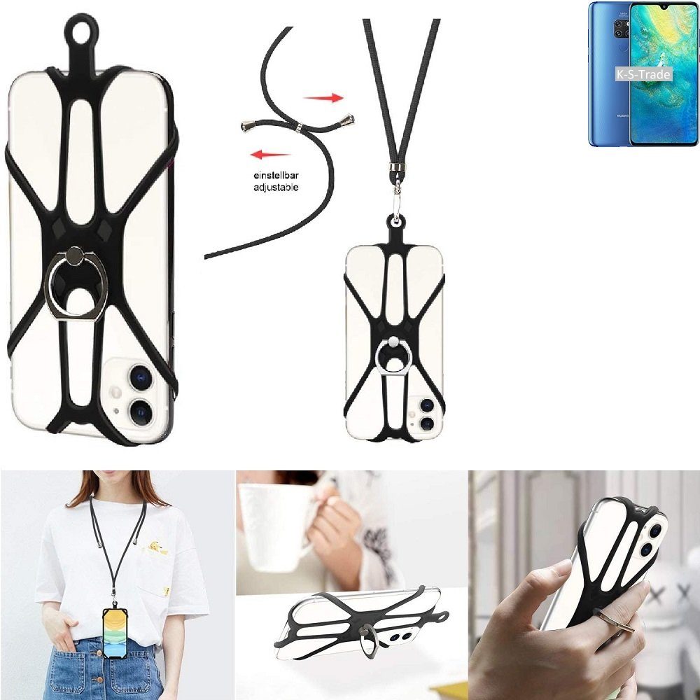 K-S-Trade Handyhülle für Huawei Mate 20, 3in1 Handykette Handyband Handykordel Halsband Smartphone-Ring