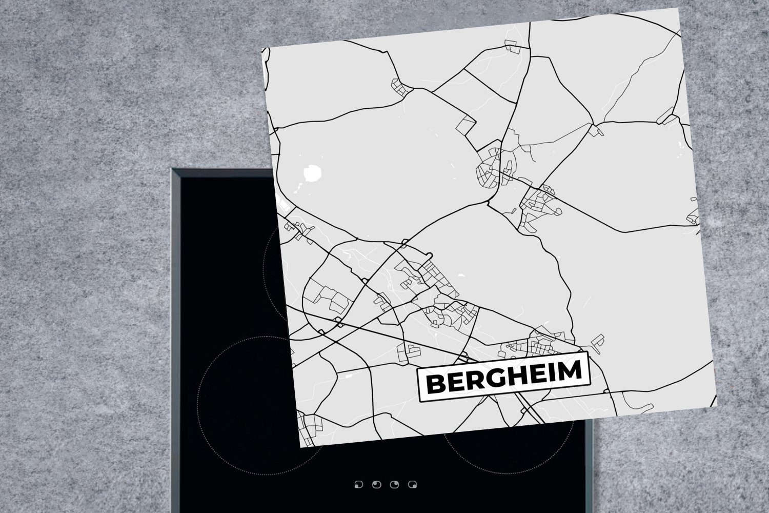 78x78 küche (1 Herdblende-/Abdeckplatte MuchoWow Deutschland cm, - Ceranfeldabdeckung, - für Arbeitsplatte tlg), Stadtplan Bergheim, - Karte - Karte Vinyl,