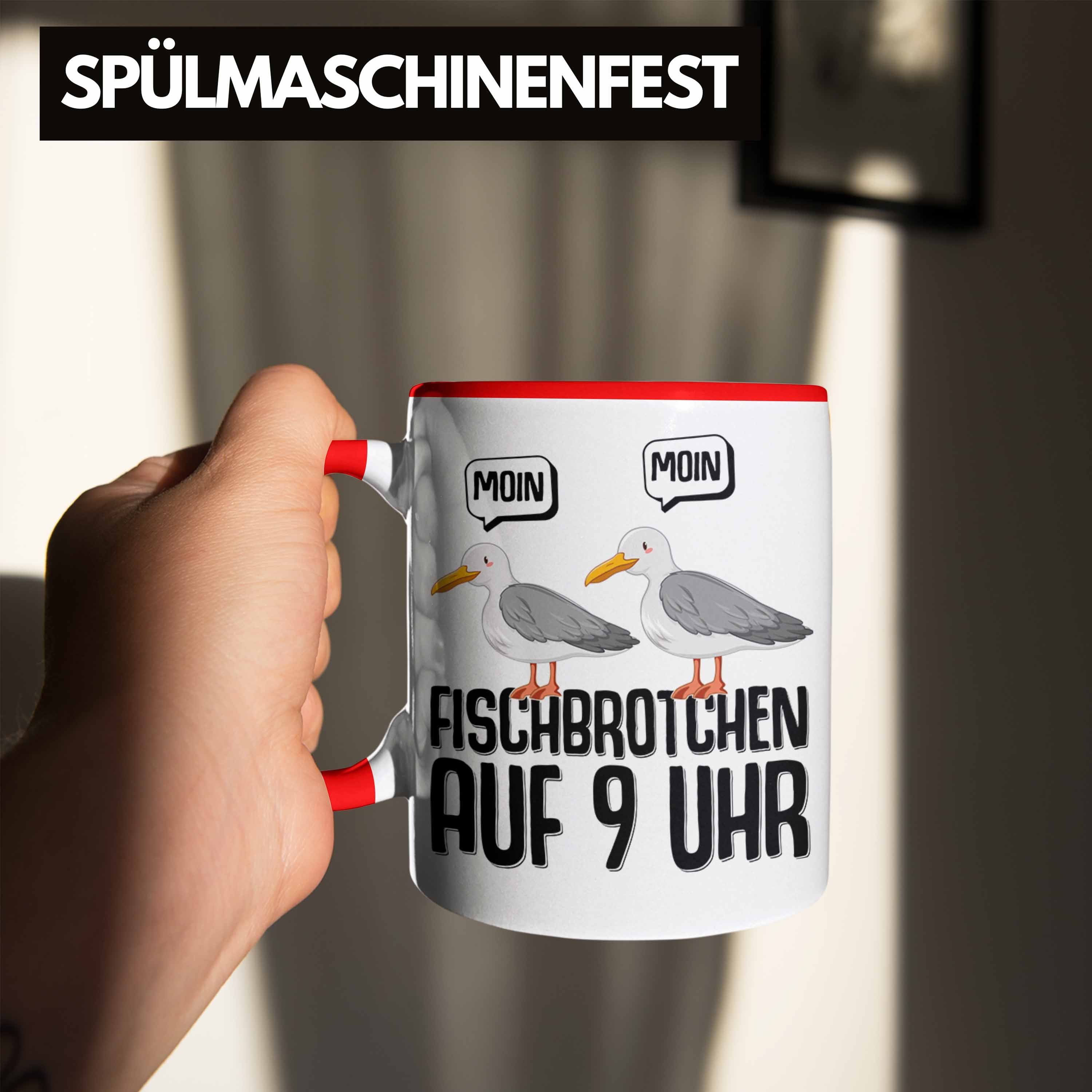 Rot Trendation - Uhr Auf Plattdeutsch Trendation Geschenk Tasse Möwen Moin Norden Tasse Norddeutsch 9 Fischbrötchen