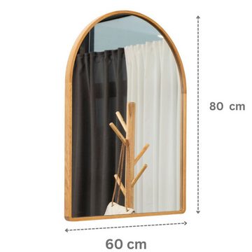 Terra Home Wandspiegel Spiegel Eiche Landa 60x80 cm, Bogenform (braun), Badezimmerspiegel Flurspiegel