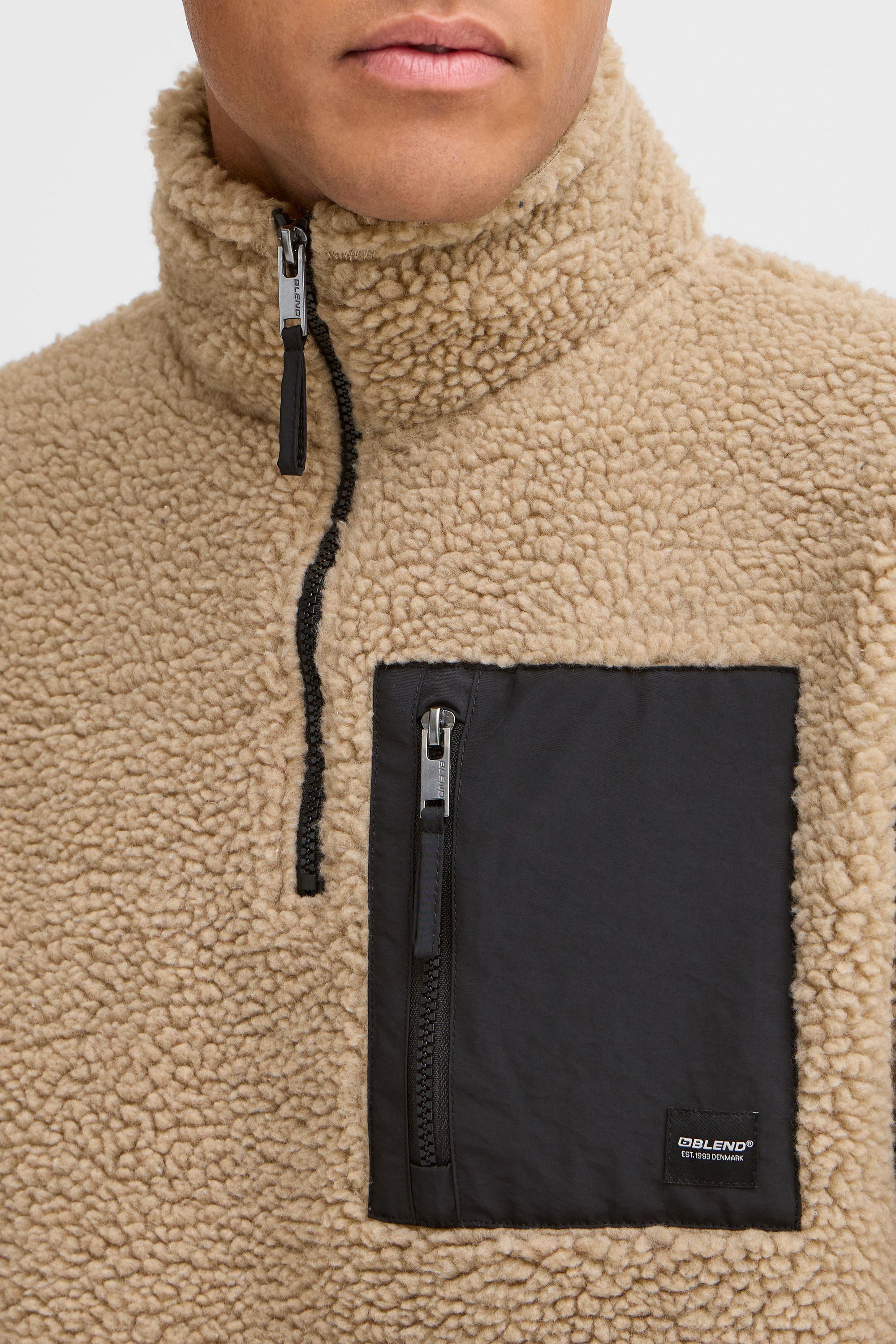 Blend Fleecejacke BHTotto (1-St) Lässiger Troyer in Teddy-Optik