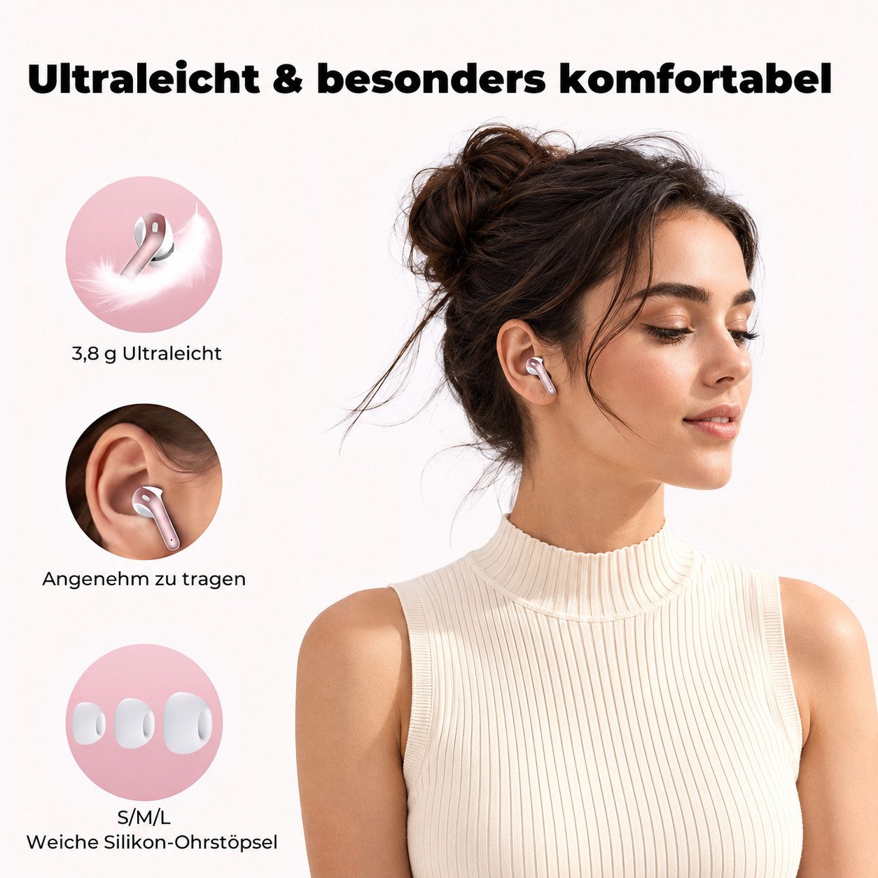 Futicare Bluetooth 5.4 mit Mikrofon, kabellose In-Ear-Kopfhörer (mit ENC-Anrufen, LED-Ladecase, 52h Akku, IPX7, USB-C, Touch-Steuerung, für Samsung A56/A16,S25/S26, Sport, iPhone, Android, Tablet & Laptop)