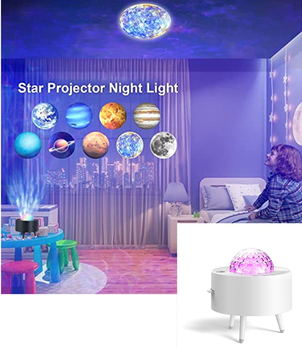 XDOVET Nachtlicht Fernbedienung,(schwarz)Sternenlicht Projektor Sternenhimmel LED mit, Projektor,Musik Lampe white Galaxy mit Sternenprojektor