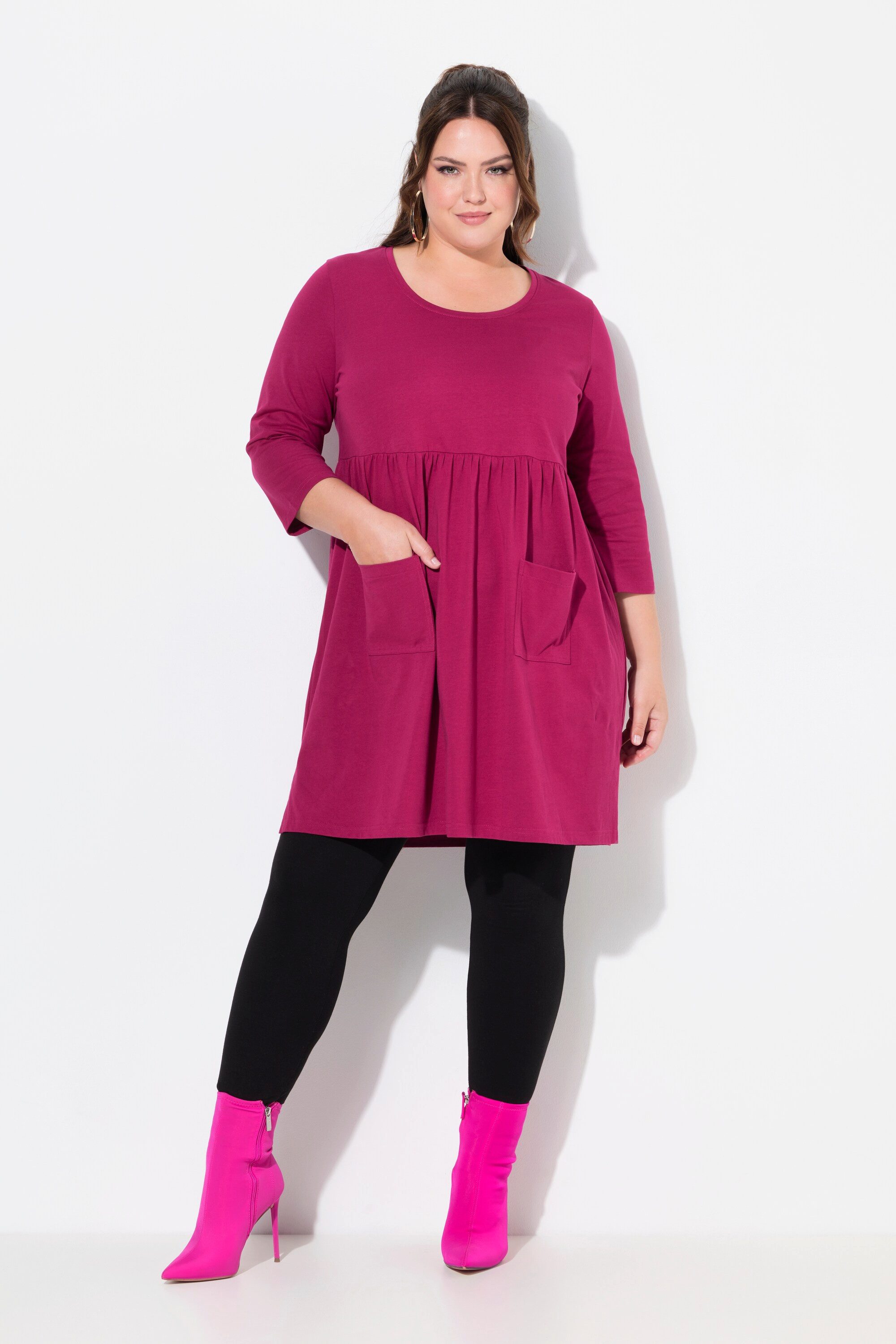 Ulla Popken Longshirt Longshirt A-Linie Rundhals 3/4-Arm Taschen günstig online kaufen